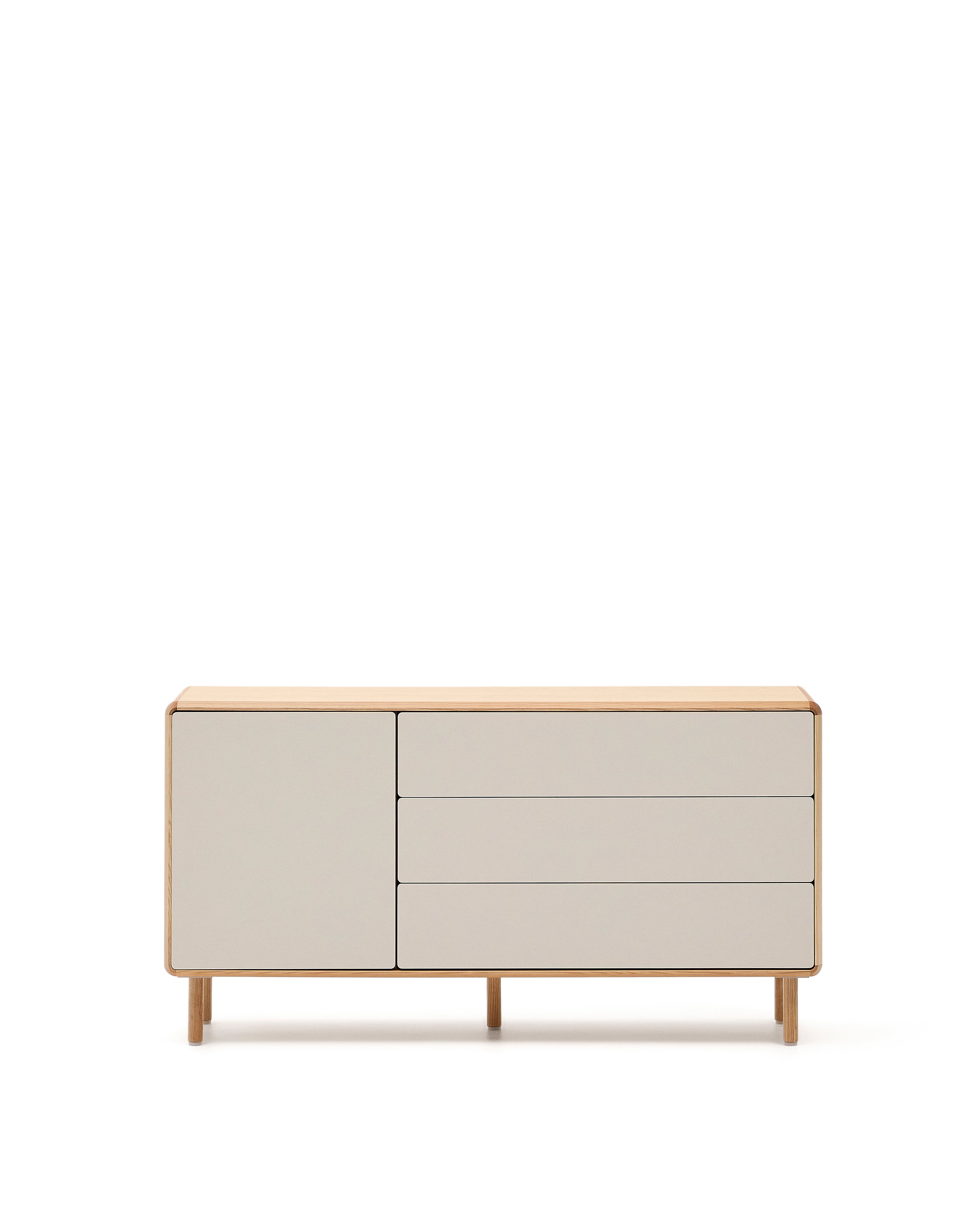 Anielle solid ash & ash veneer sideboard with 1 door and 3 drawers, 150 x 78 cm - Product Image