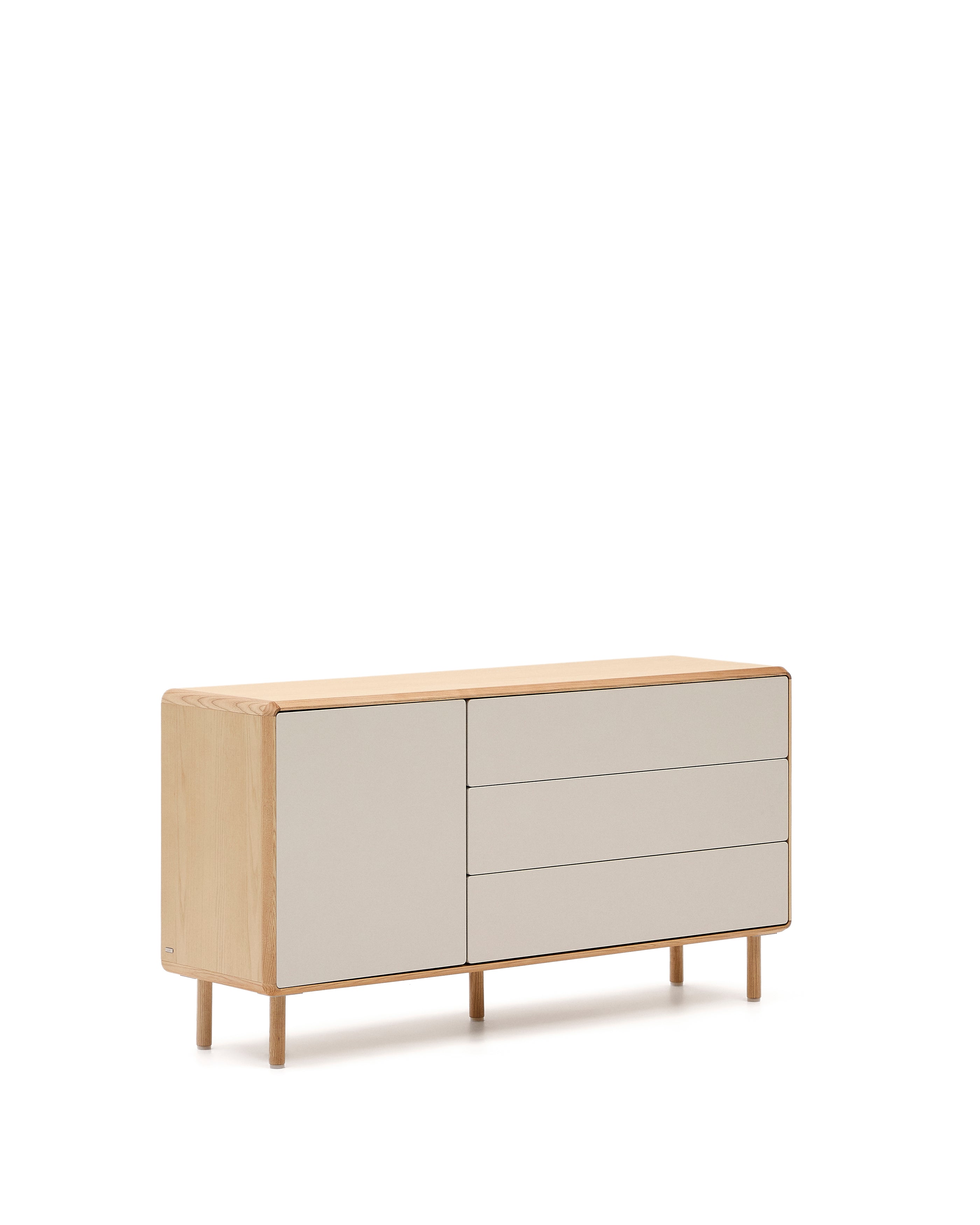 Anielle solid ash & ash veneer sideboard with 1 door and 3 drawers, 150 x 78 cm - Product Image