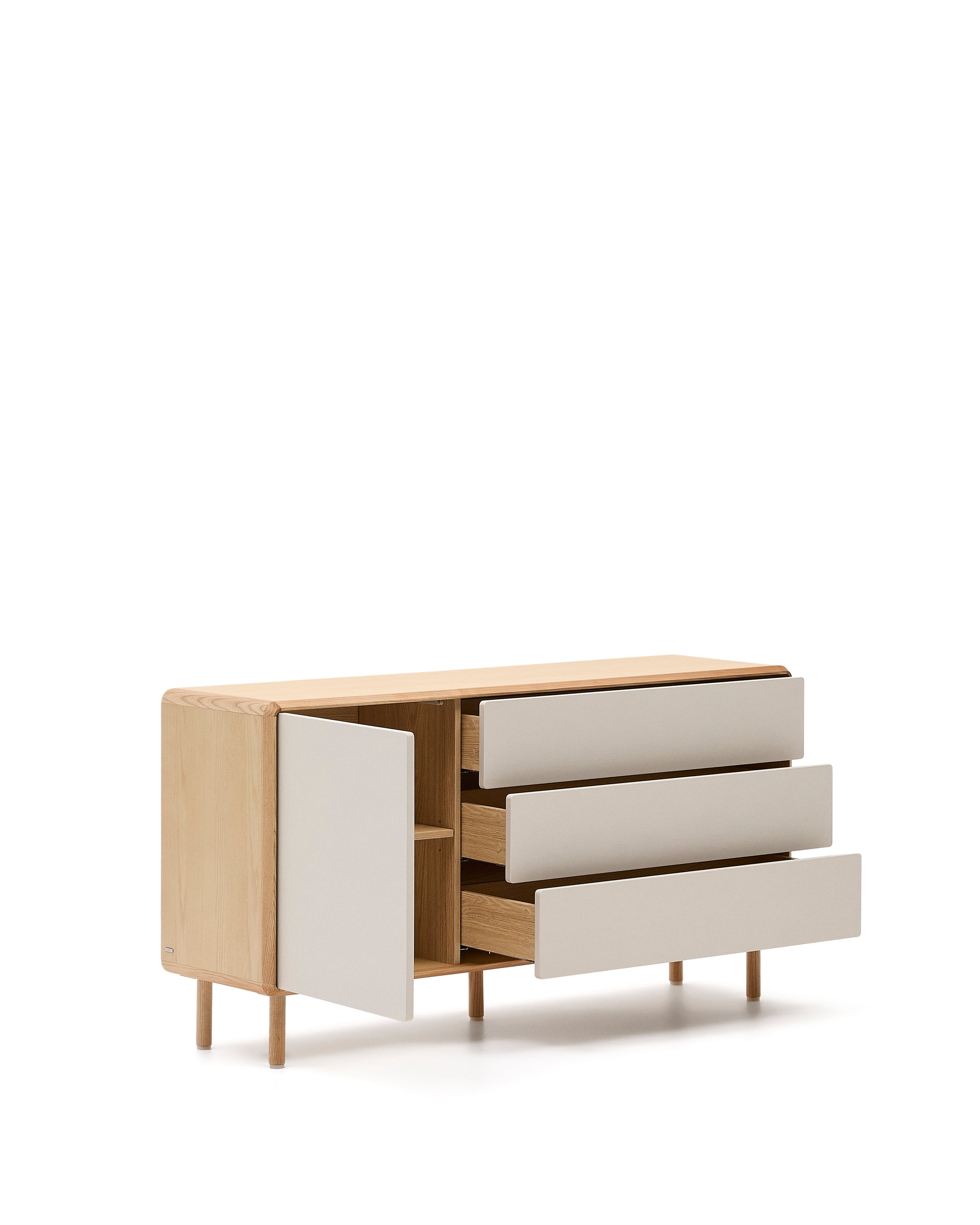 Anielle solid ash & ash veneer sideboard with 1 door and 3 drawers, 150 x 78 cm - Product Image
