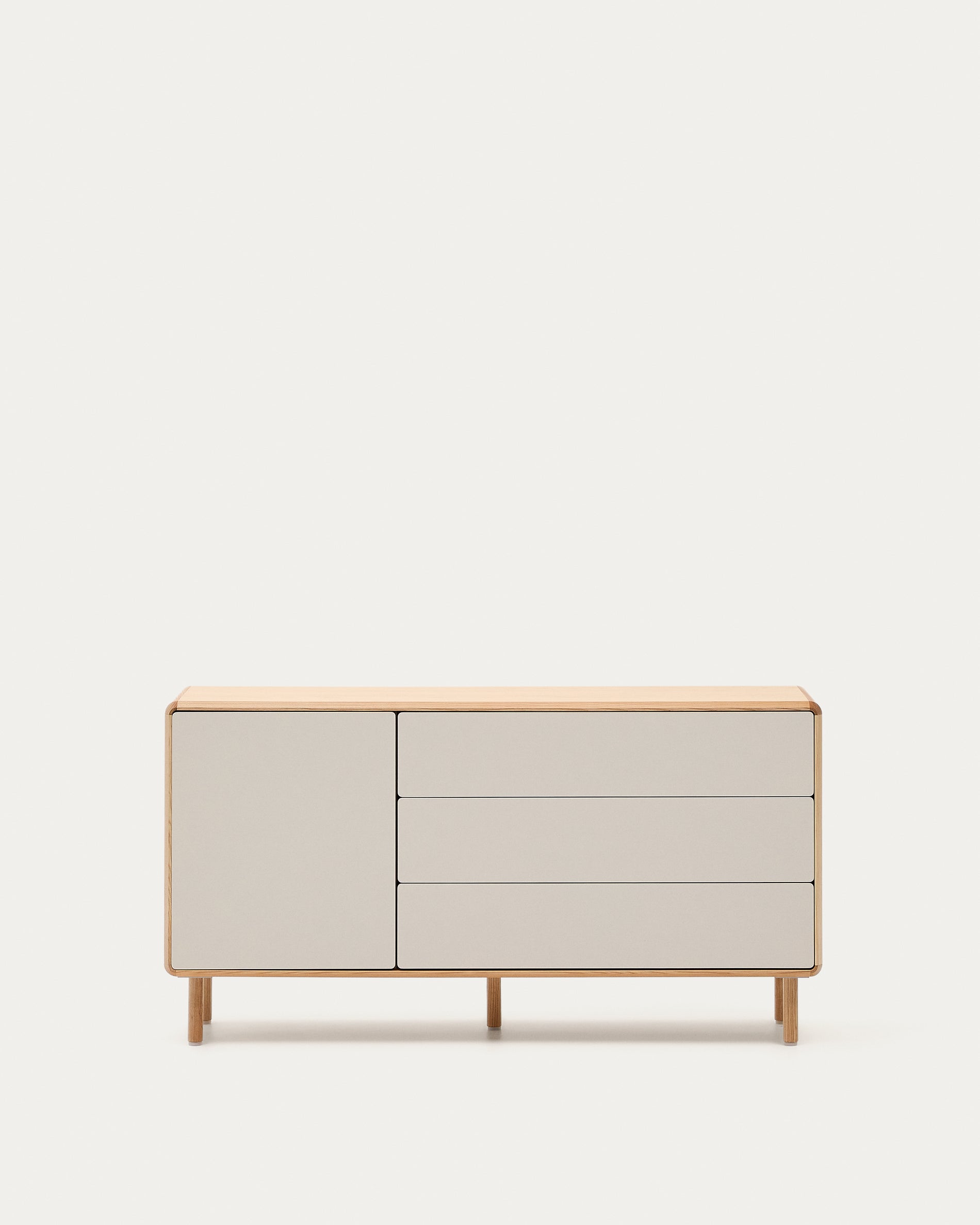 Anielle solid ash & ash veneer sideboard with 1 door and 3 drawers, 150 x 78 cm - Product View