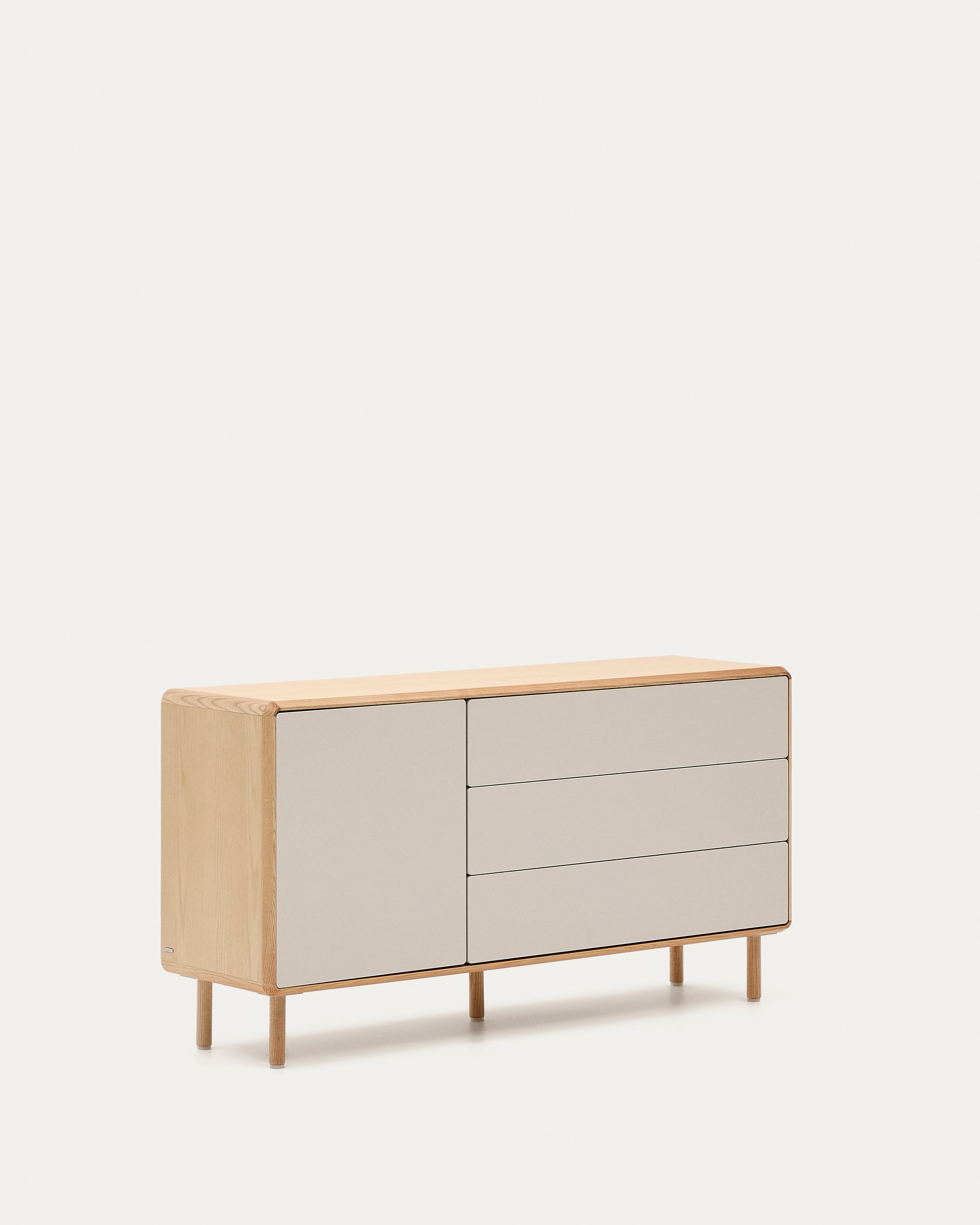 Anielle solid ash & ash veneer sideboard with 1 door and 3 drawers, 150 x 78 cm - Product View