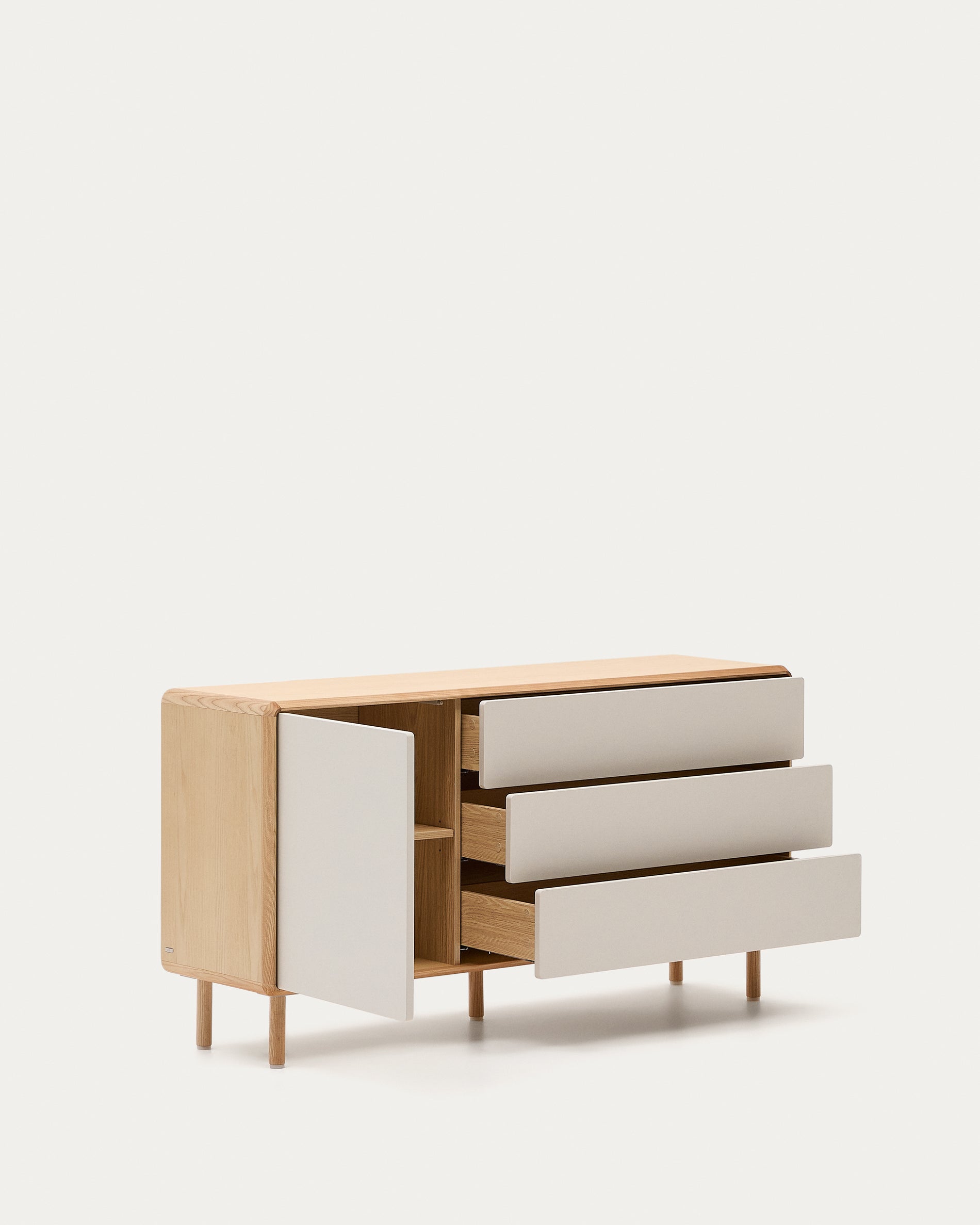 Anielle solid ash & ash veneer sideboard with 1 door and 3 drawers, 150 x 78 cm - Product View