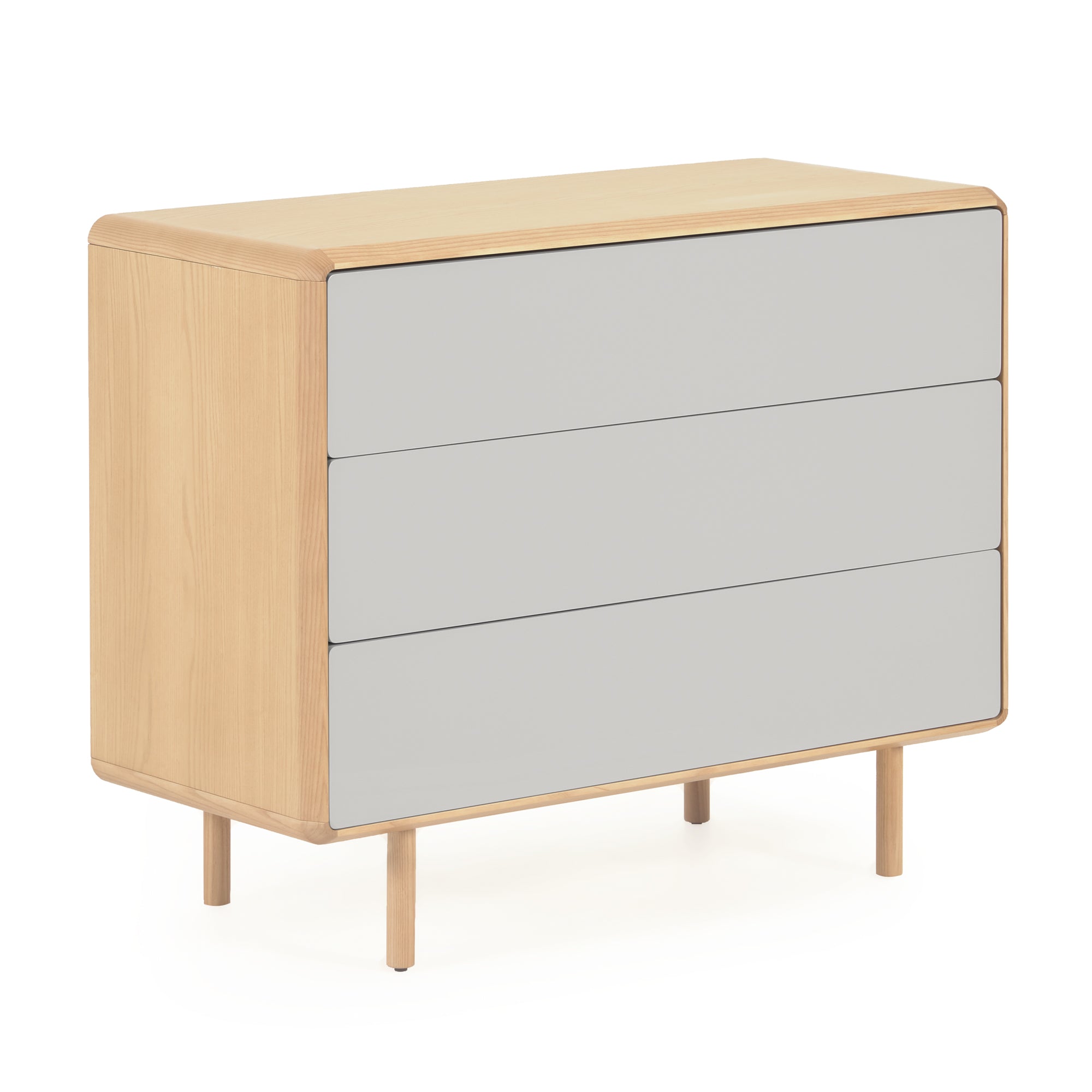 Anielle solid and ash veneer chest of three drawers 99 x 78.5 cm - Product Image