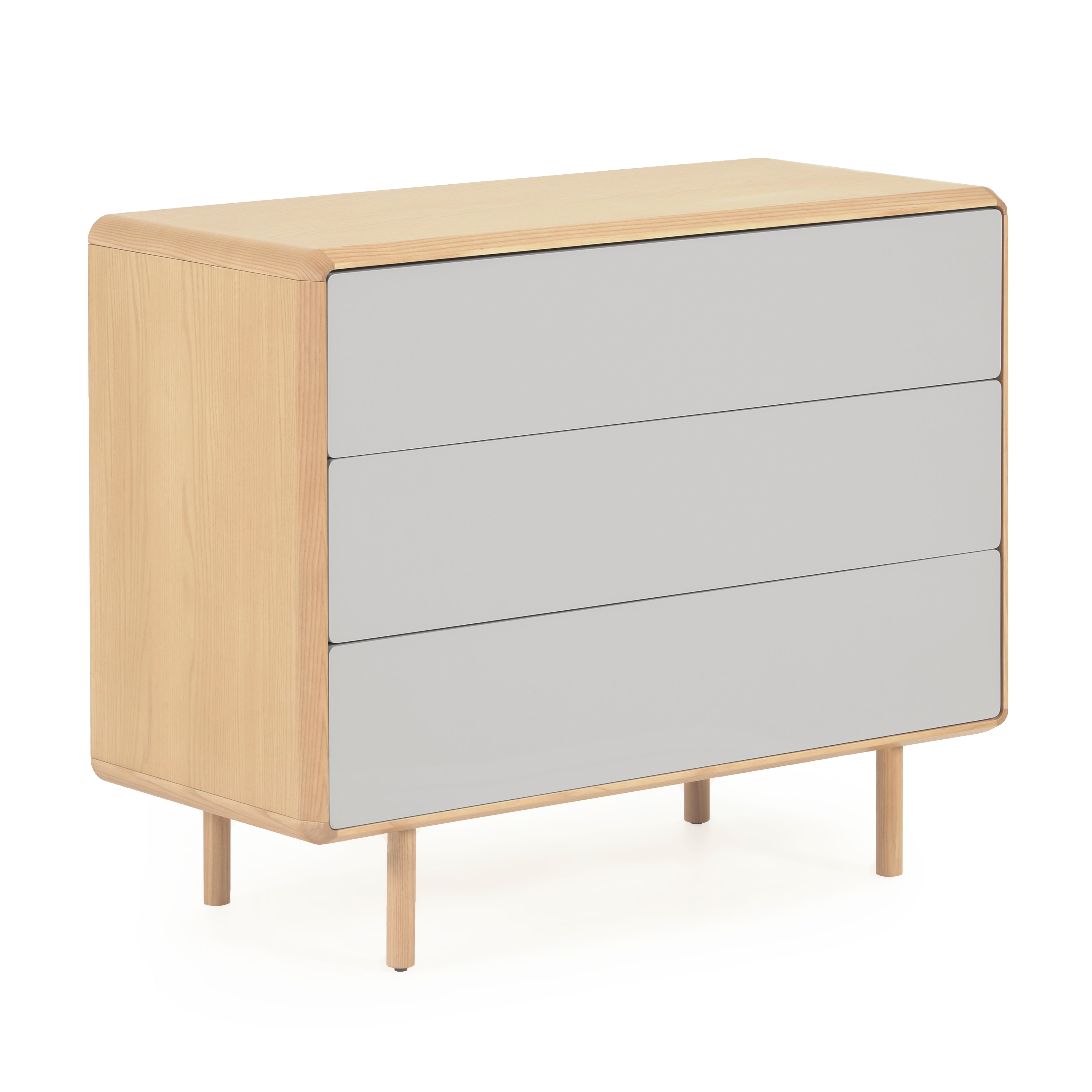 Anielle solid and ash veneer chest of three drawers 99 x 78.5 cm - Product Image