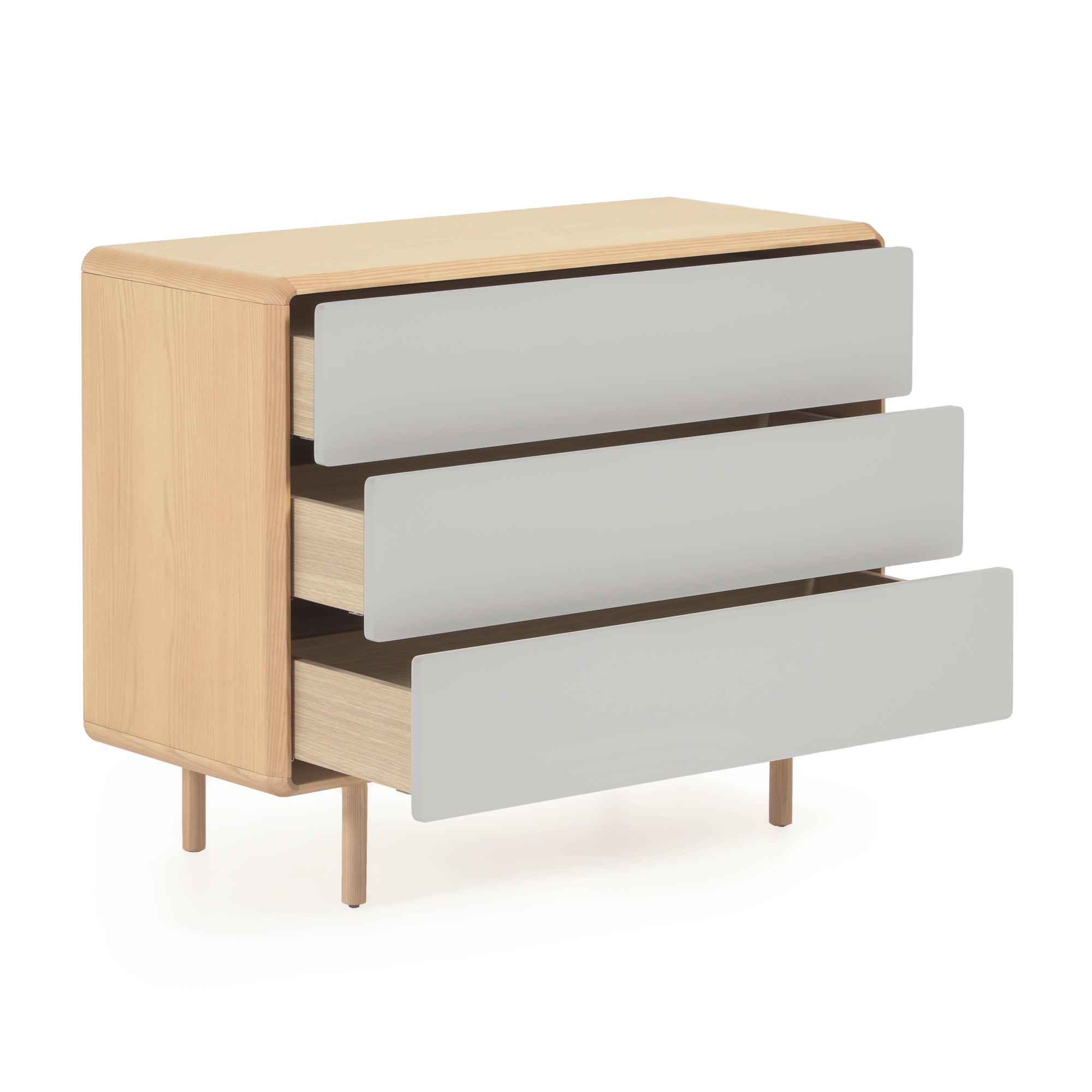 Anielle solid and ash veneer chest of three drawers 99 x 78.5 cm - Product Image