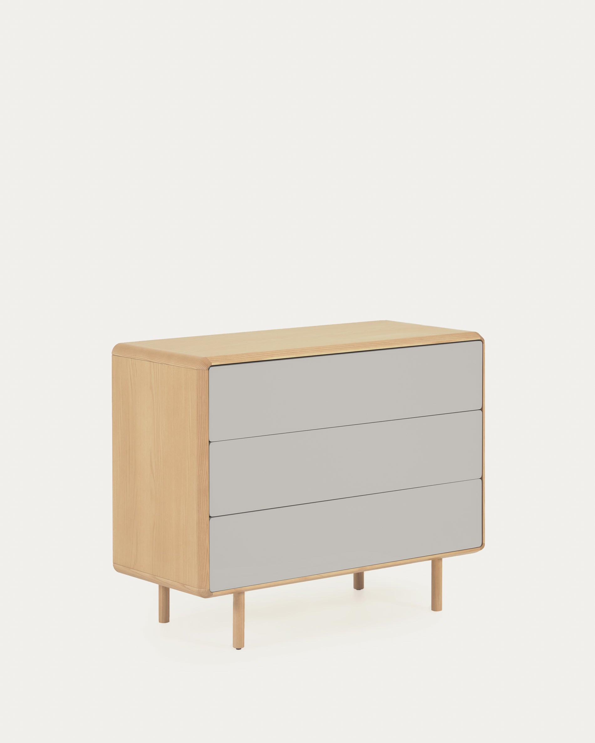 Anielle solid and ash veneer chest of three drawers 99 x 78.5 cm - Product View