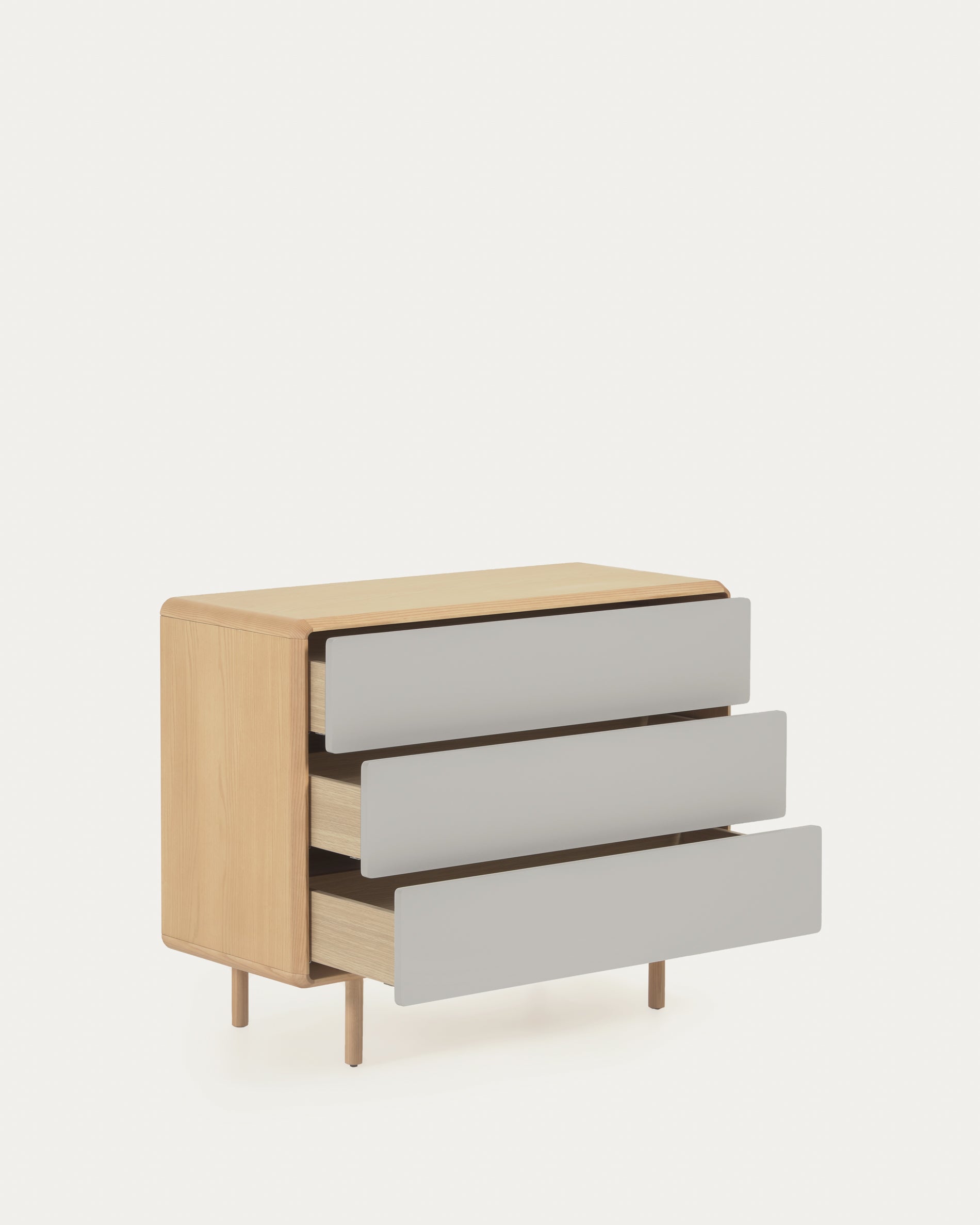 Anielle solid and ash veneer chest of three drawers 99 x 78.5 cm - Product View