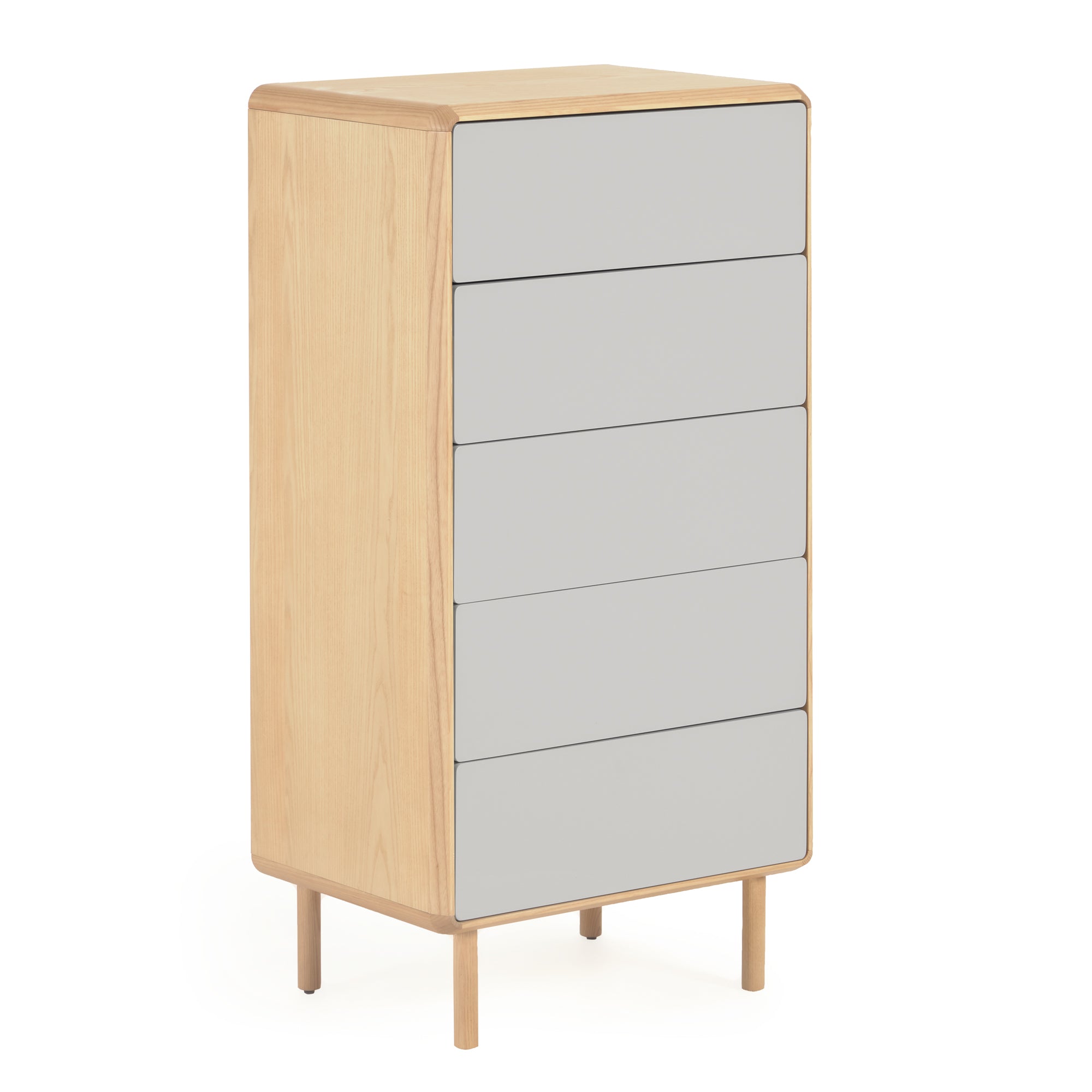 Anielle solid and ash veneer chest of five drawers 60 x 117 cm - Product Image