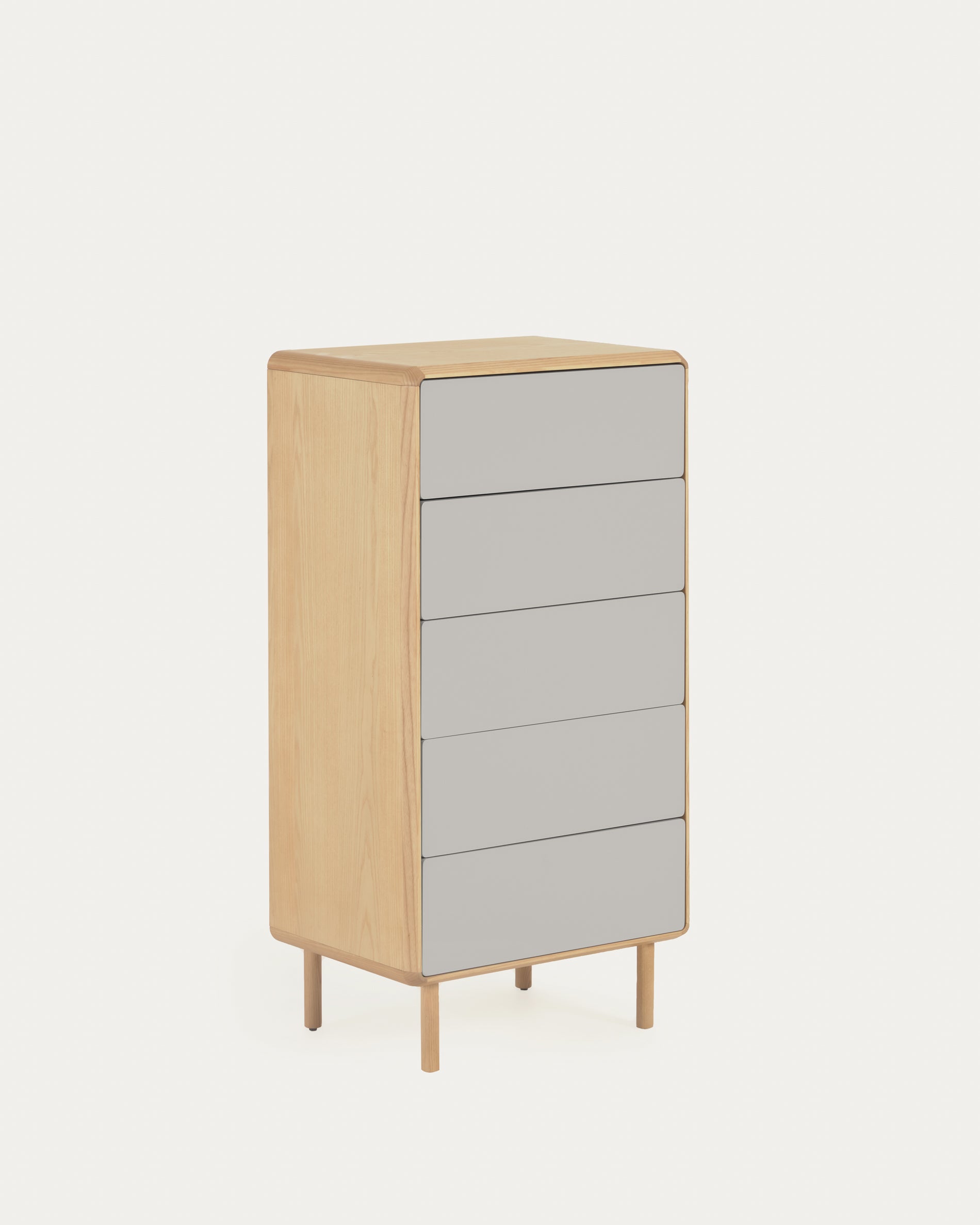 Anielle solid and ash veneer chest of five drawers 60 x 117 cm - Product View