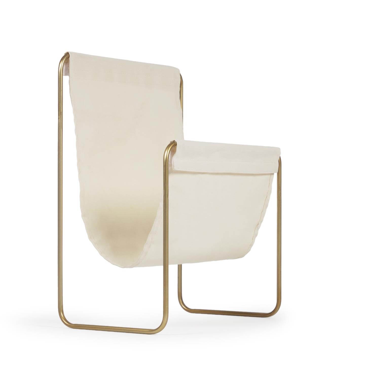 Siana beige magazine rack in golden metal - Product Image