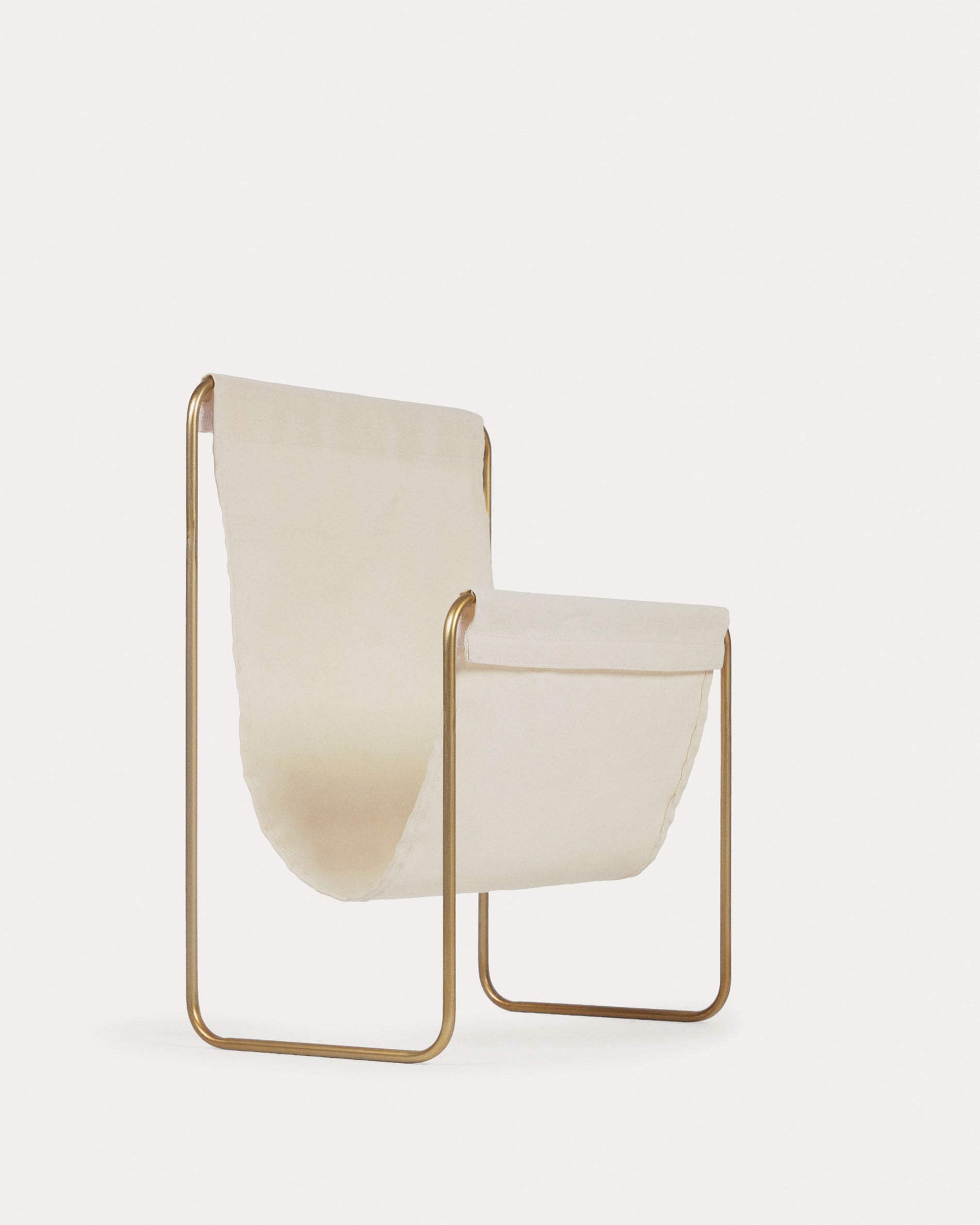Siana beige magazine rack in golden metal - Product View