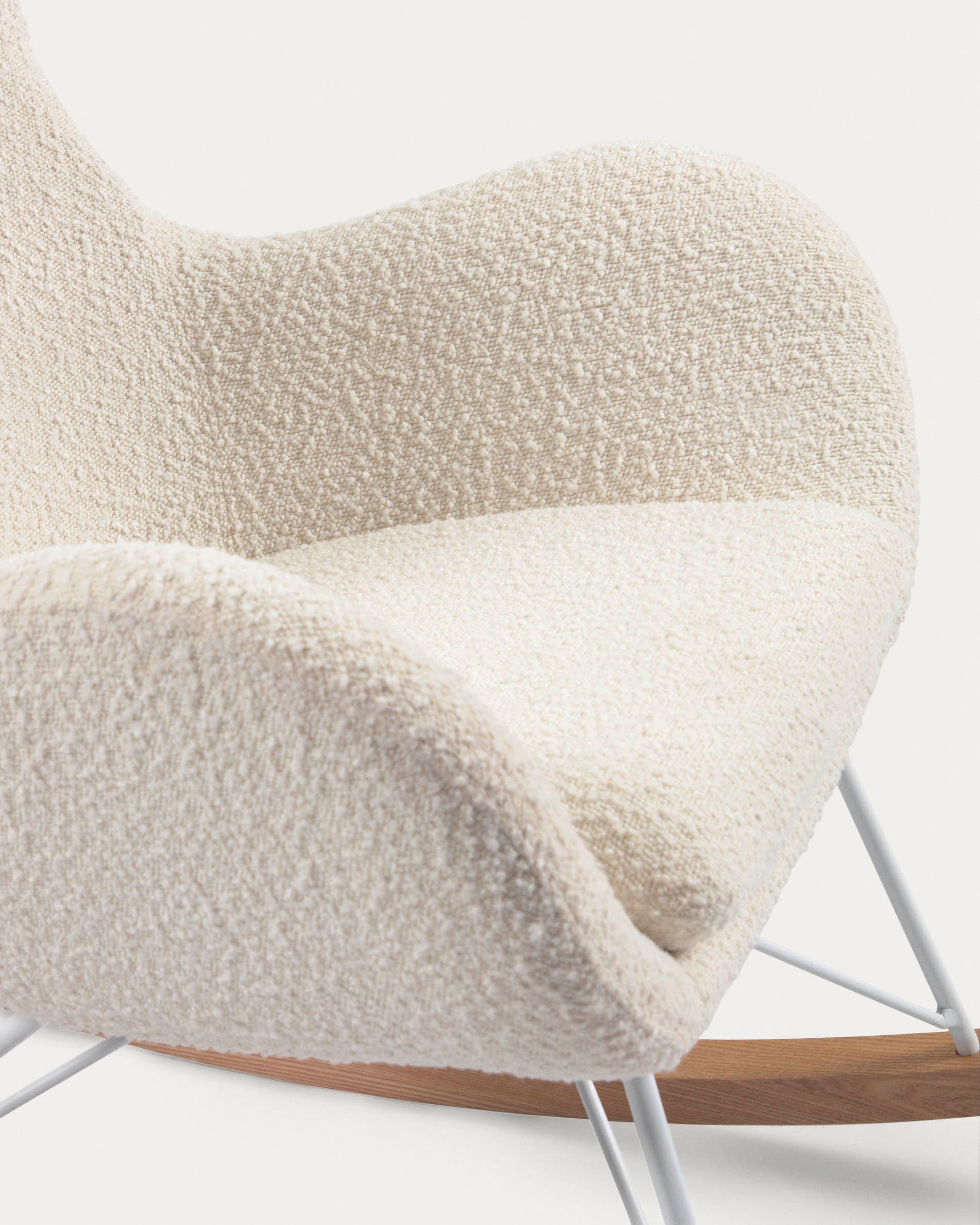 Vania rocking chair in white bouclé - Detail