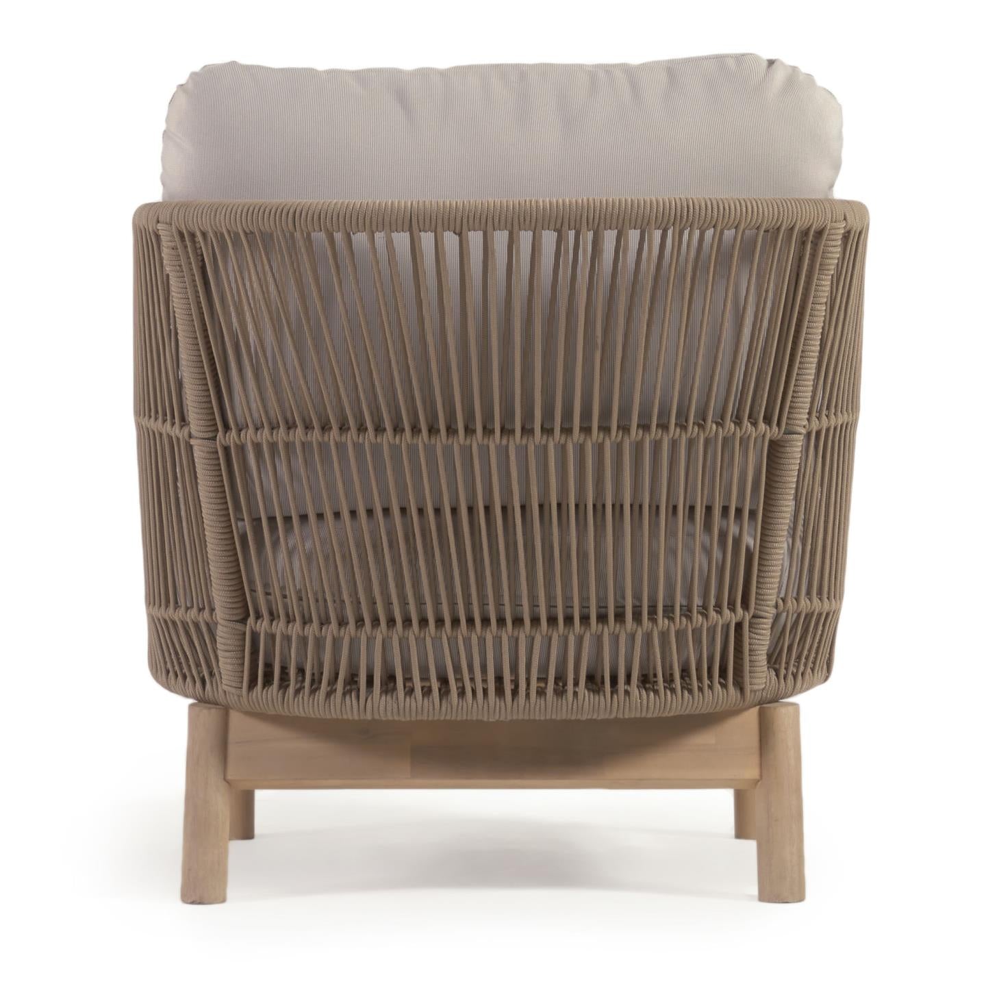 Catalina armchair made with beige rope and FSC solid acacia wood - Product Image