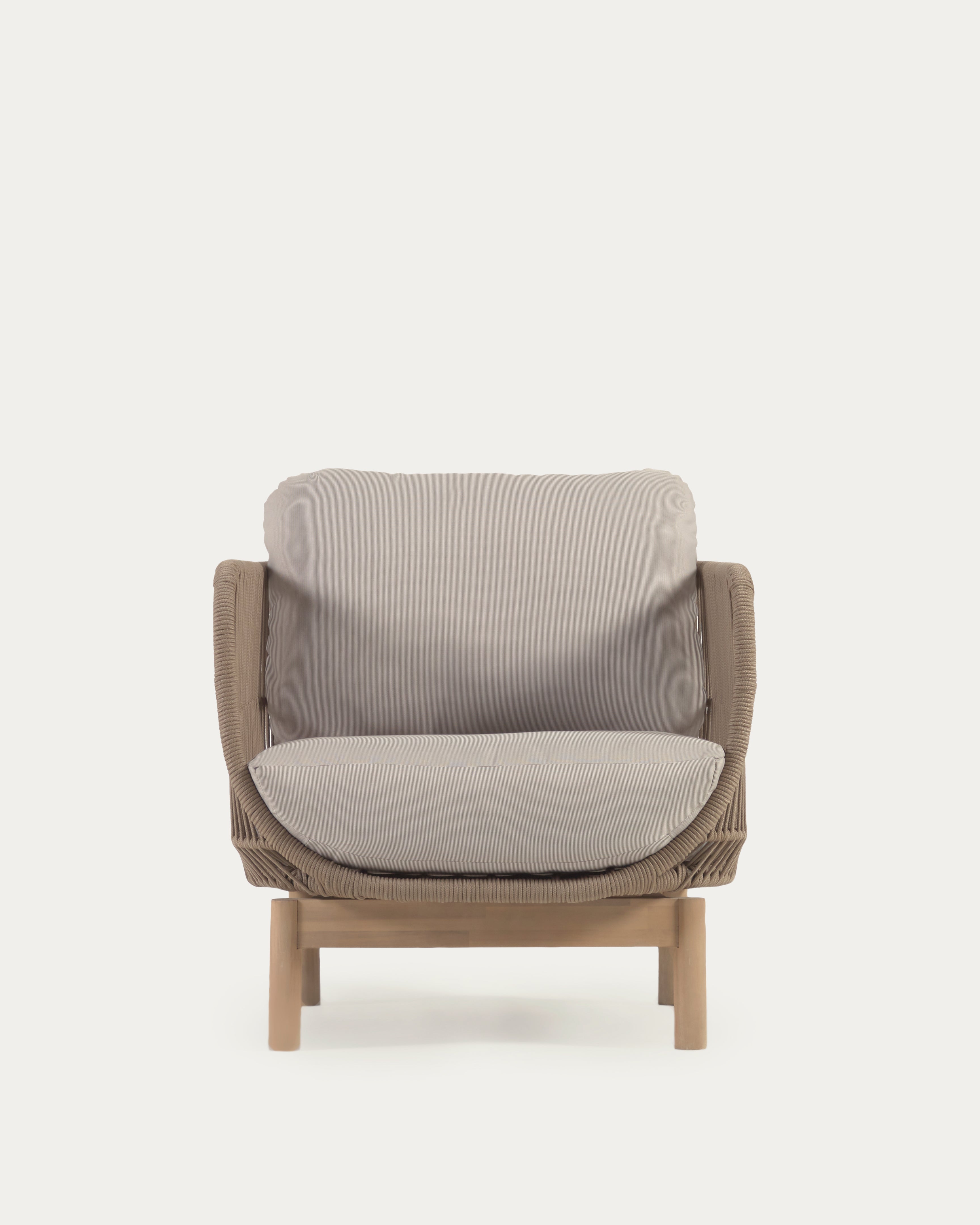 Catalina armchair made with beige rope and FSC solid acacia wood - Product Image