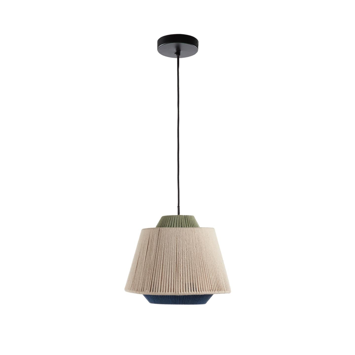 Yuvia cotton ceiling lamp with a beige and blue finish - Product Image