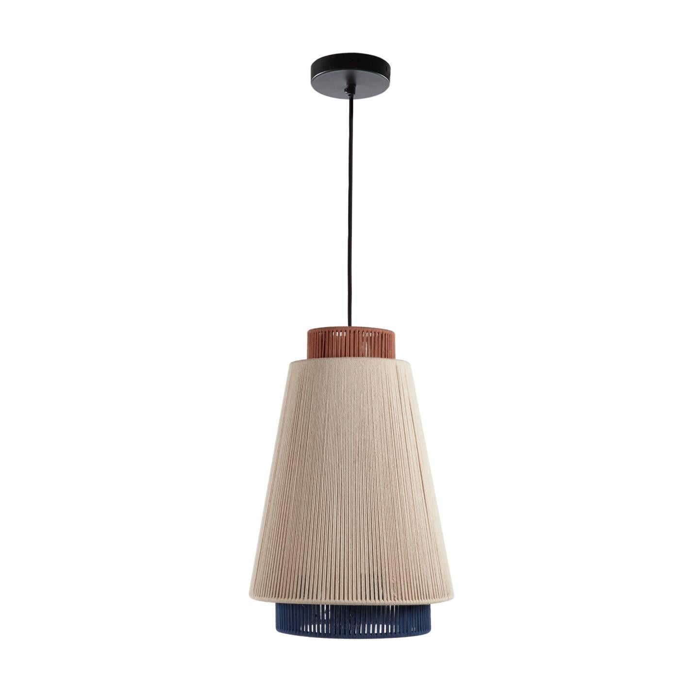 Yuvia cotton ceiling lamp with a beige, blue, and terracotta finish - Product Image