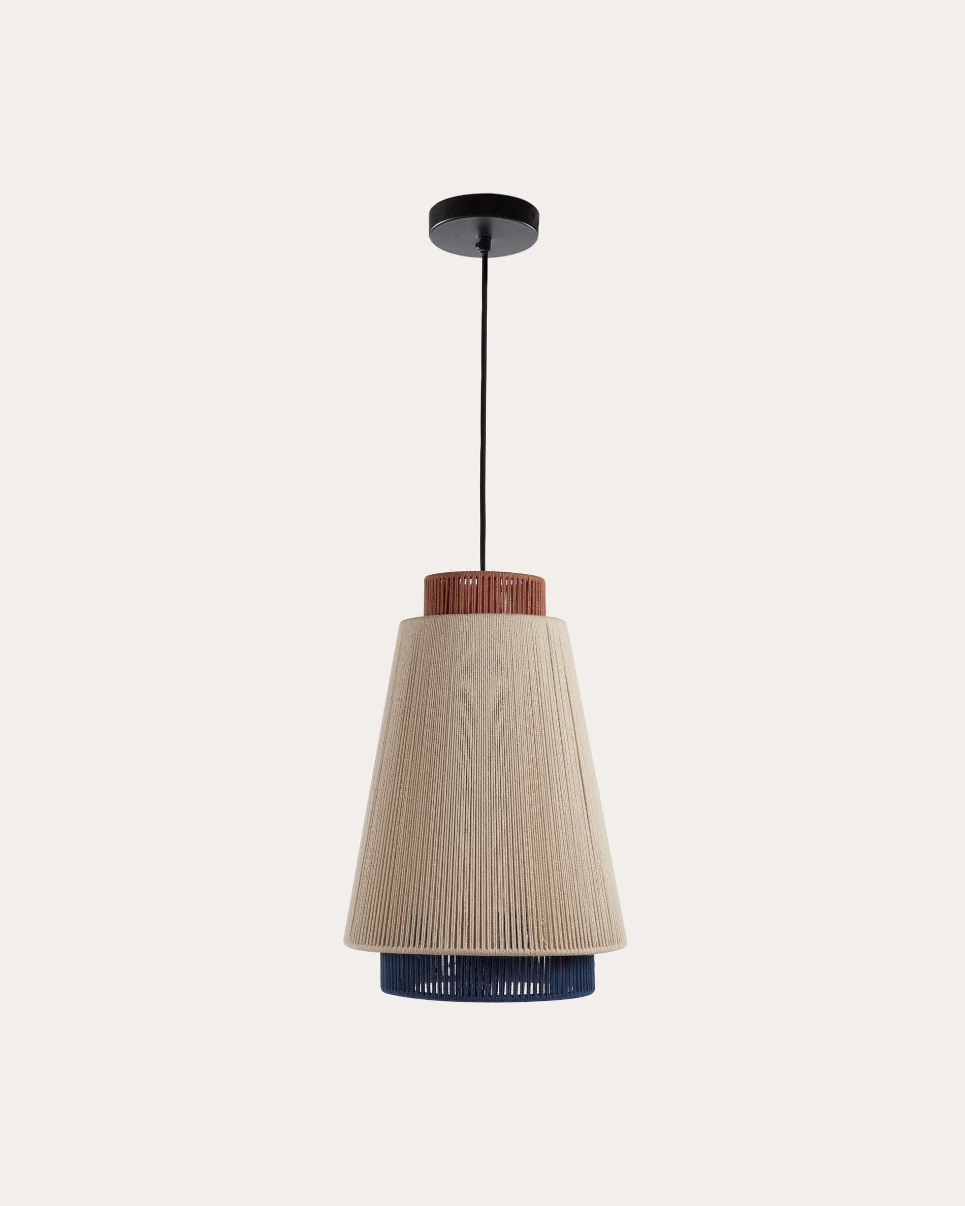 Yuvia cotton ceiling lamp with a beige, blue, and terracotta finish - Product View