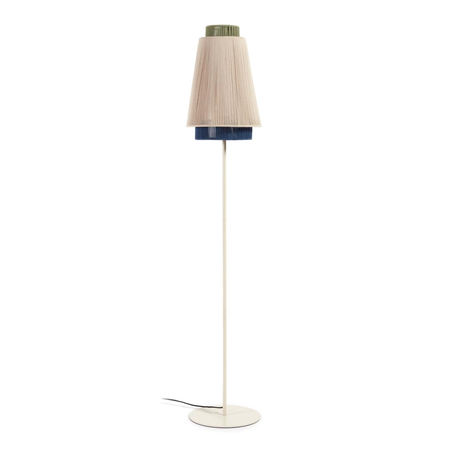 Yuvia cotton floor lamp with a beige and blue finish - Product Image