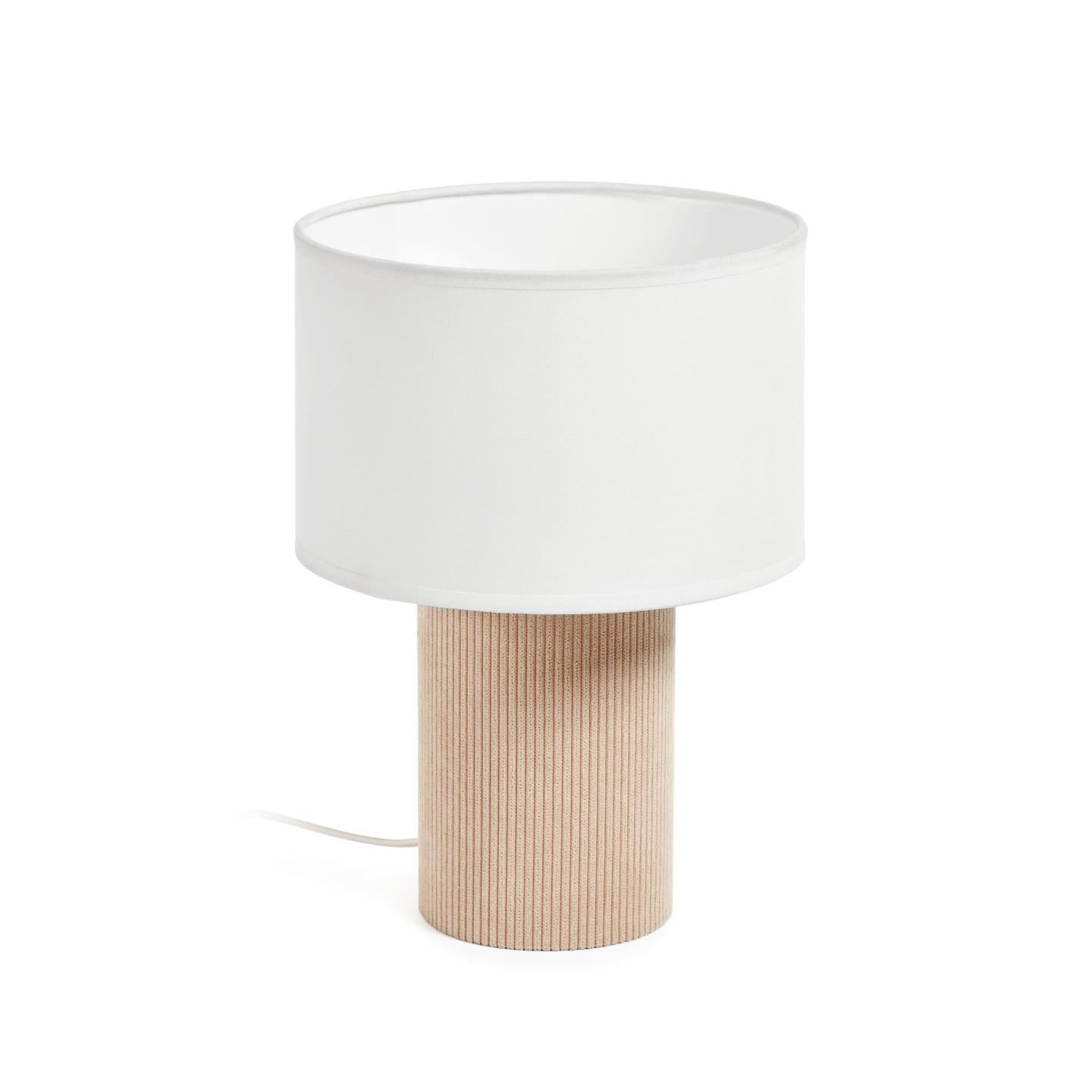 Bianella corduroy table lamp in beige - Product Image