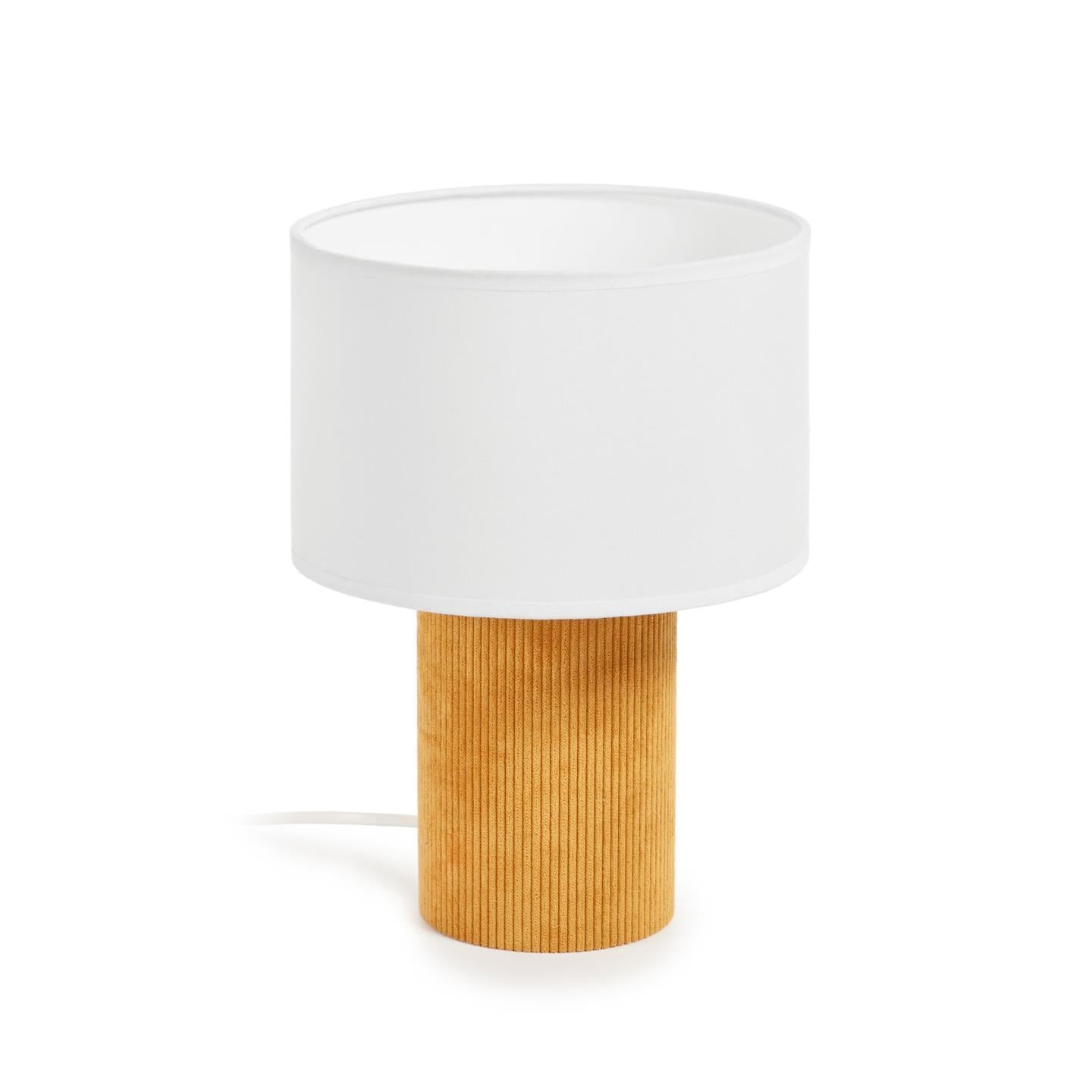 Bianella corduroy table lamp in mustard - Product Image