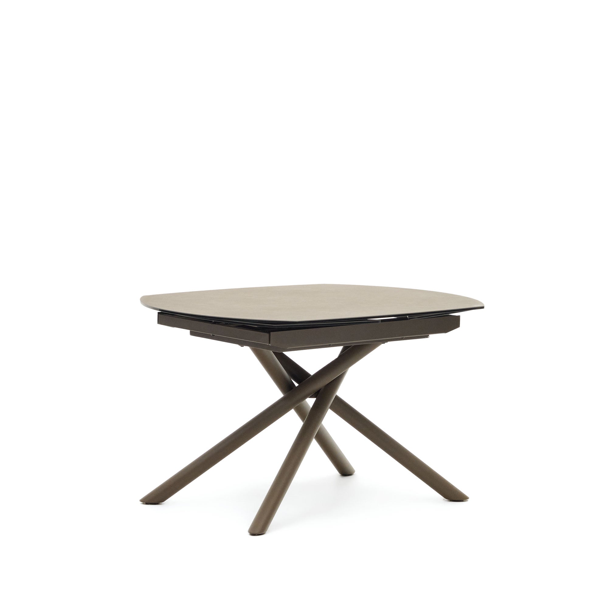 Yodalia kihúzható asztal, porcelán és acél lábakkal, barna színű, 130 (190) x 100 cm