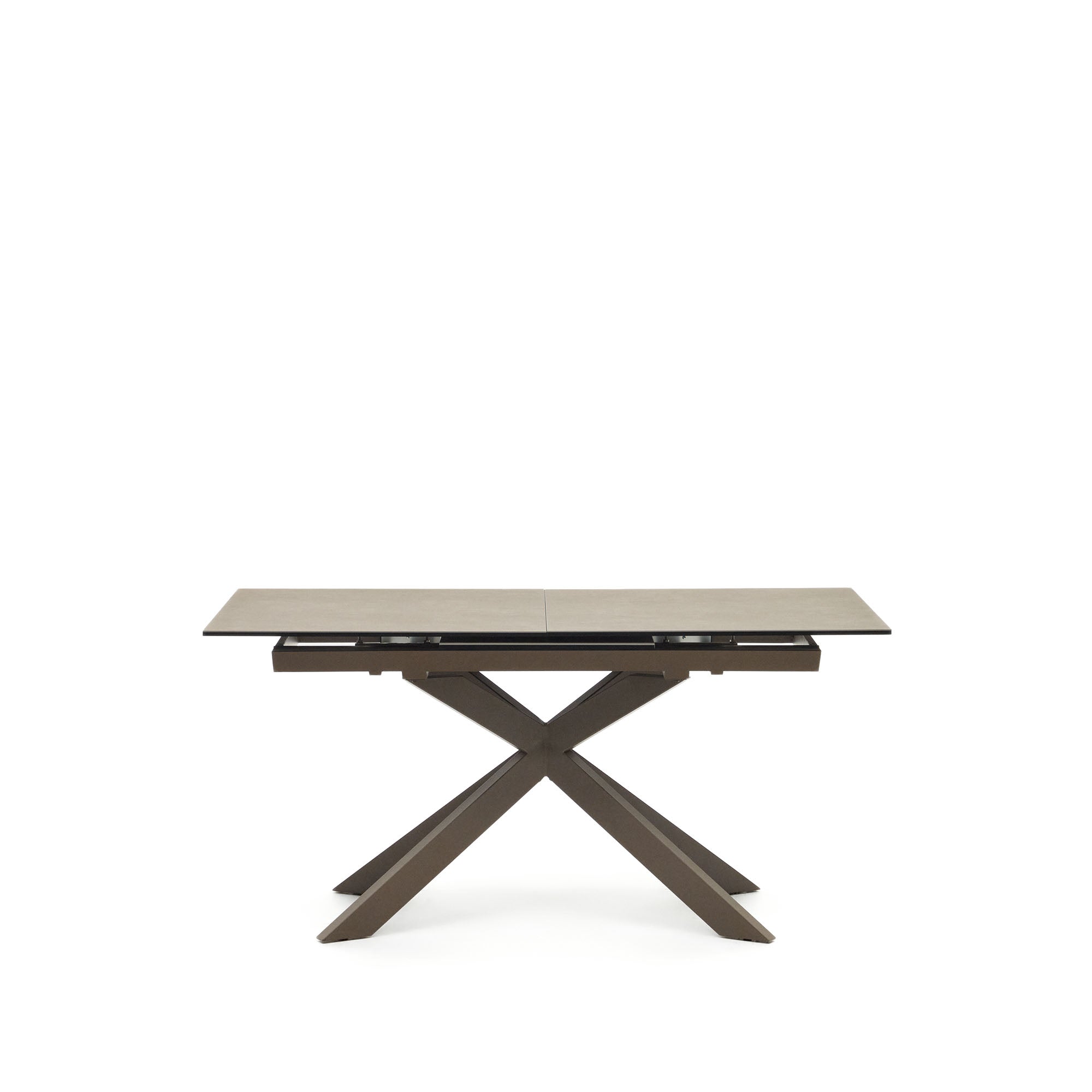 Atminda kihúzható asztal, porcelán és acél lábak, barna színű, 160 (210) x 90 cm