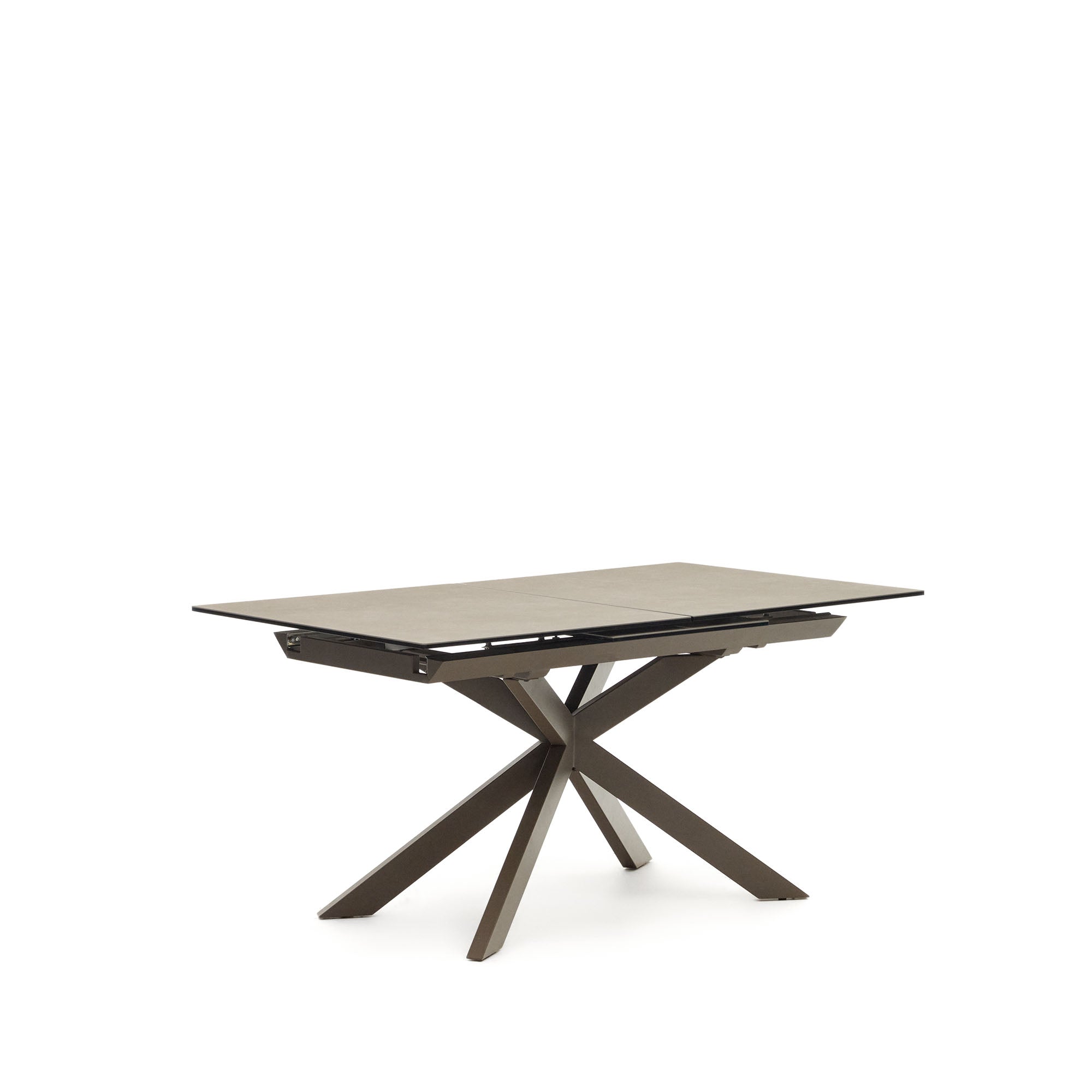 Atminda extendable table, porcelain and steel legs with a brown finish, 160 (210) x 90 cm