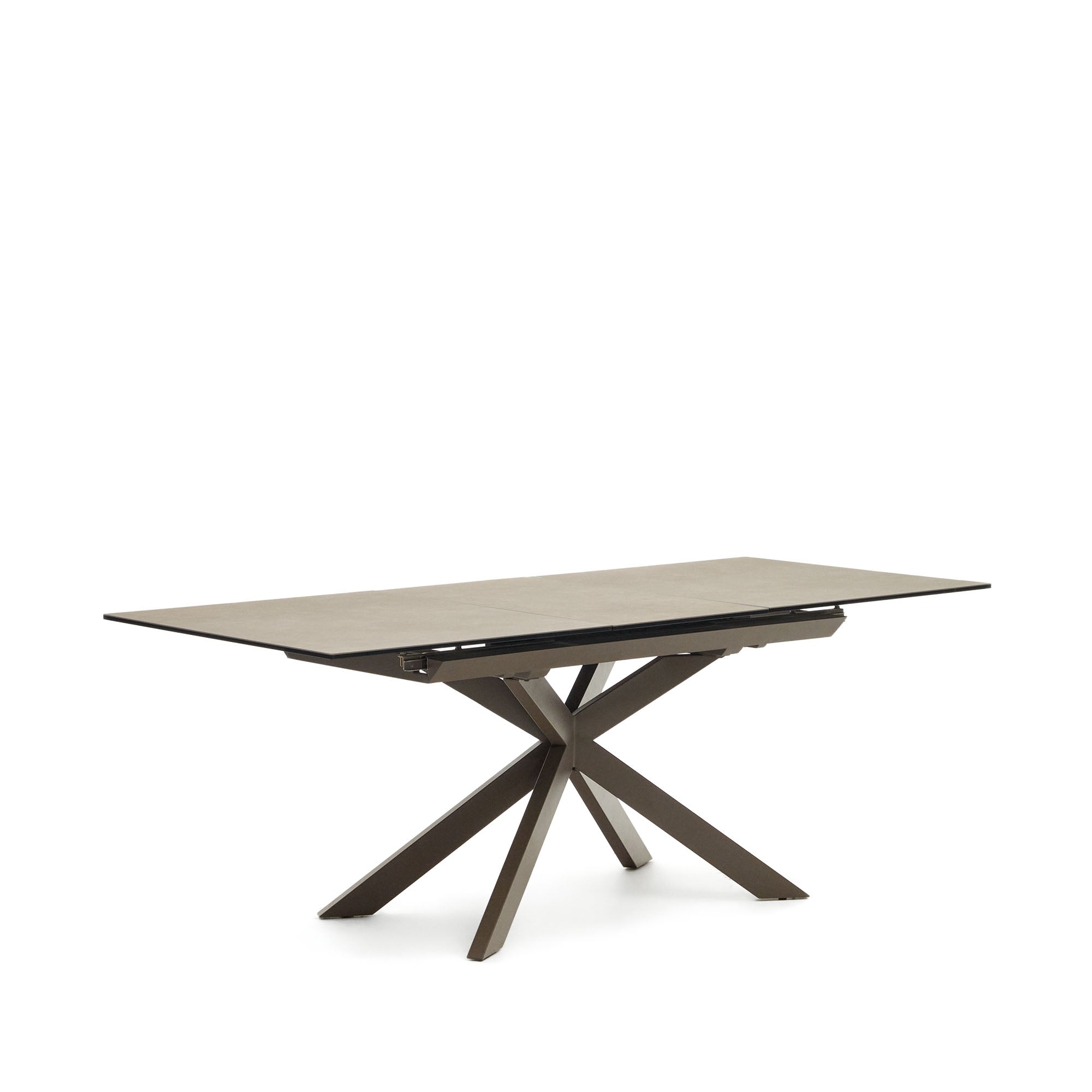 Atminda extendable table, porcelain and steel legs with a brown finish, 160 (210) x 90 cm