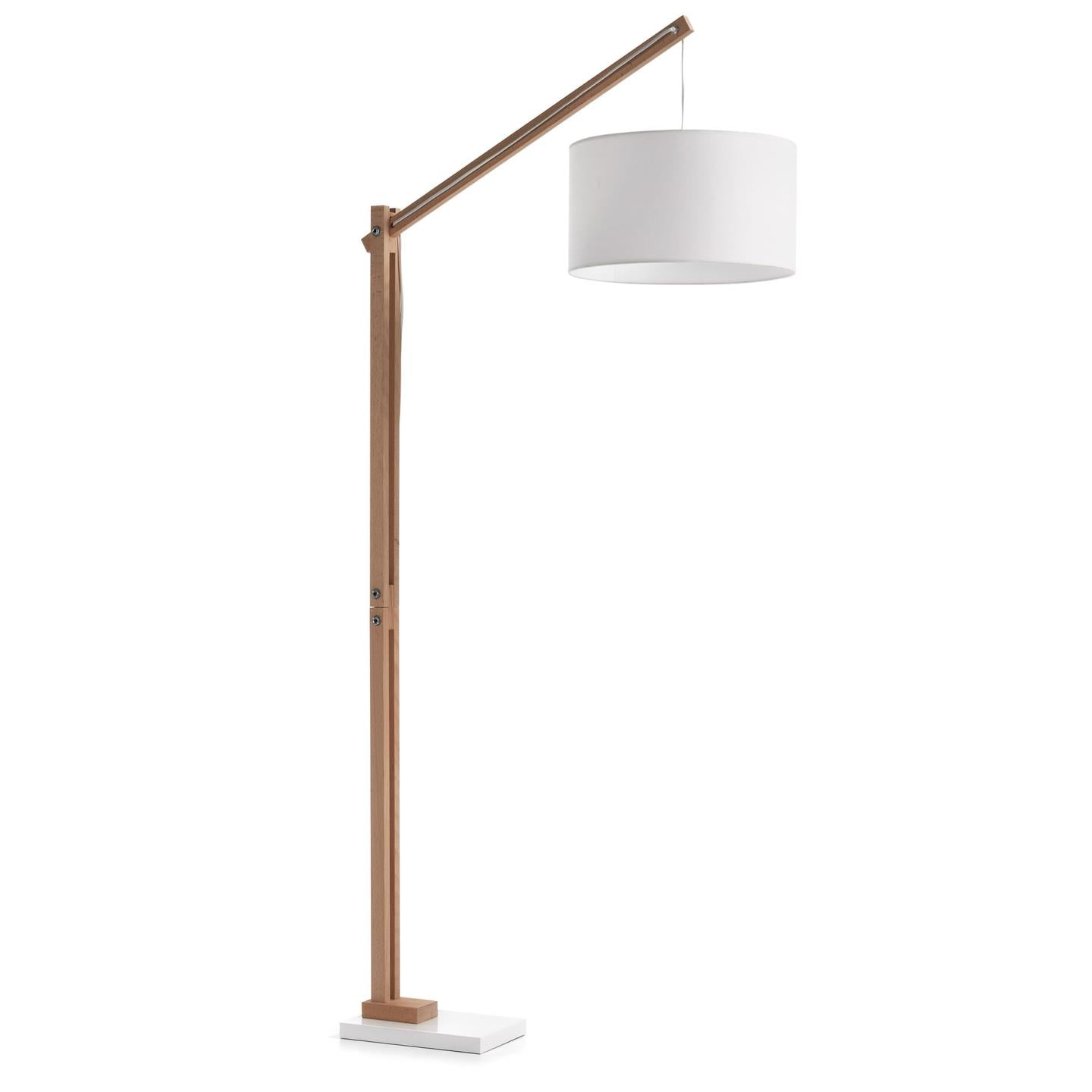 Riaz floor lamp in beech wood with white lampshade