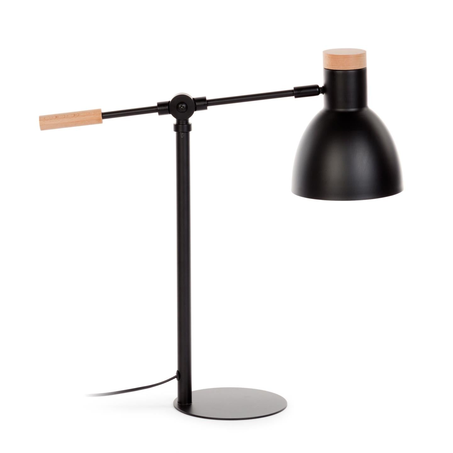 Tescarle table lamp in beech wood and steel with black finish