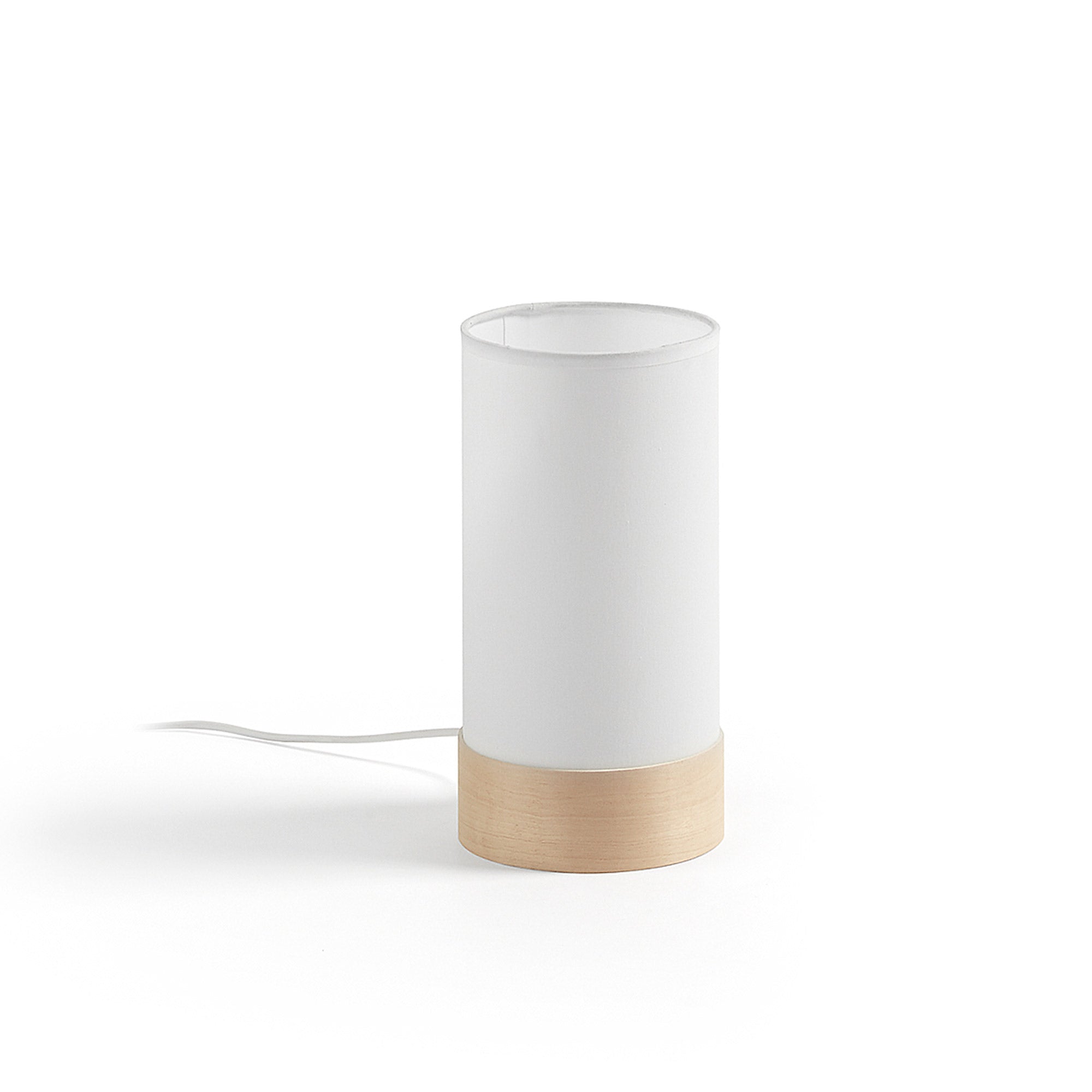 Slat table lamp in cotton and beech wood