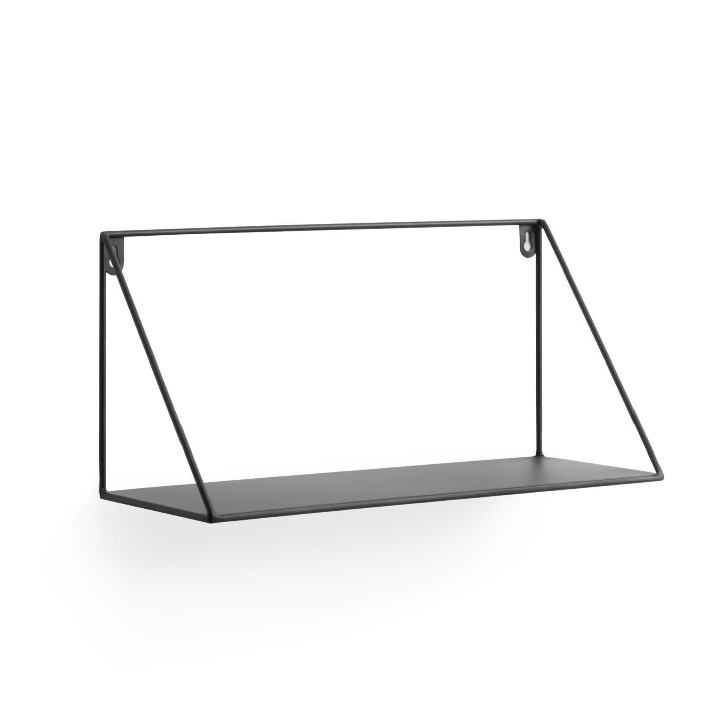 Teg háromszögletű polc acélból, fekete kivitelben 40 x 20 cm