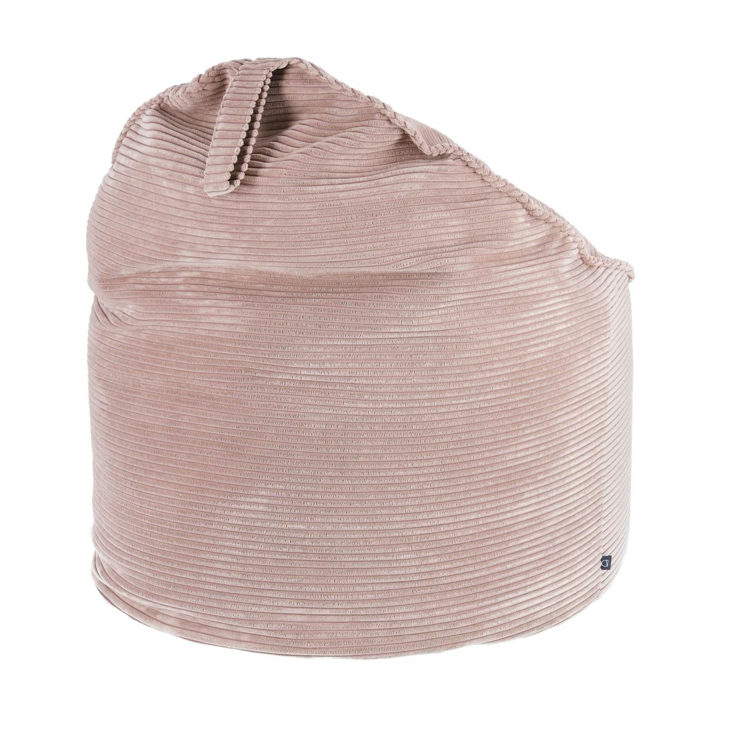 Wilma puff rózsaszín, széles varrású kordbársonyból, Ø 80 cm