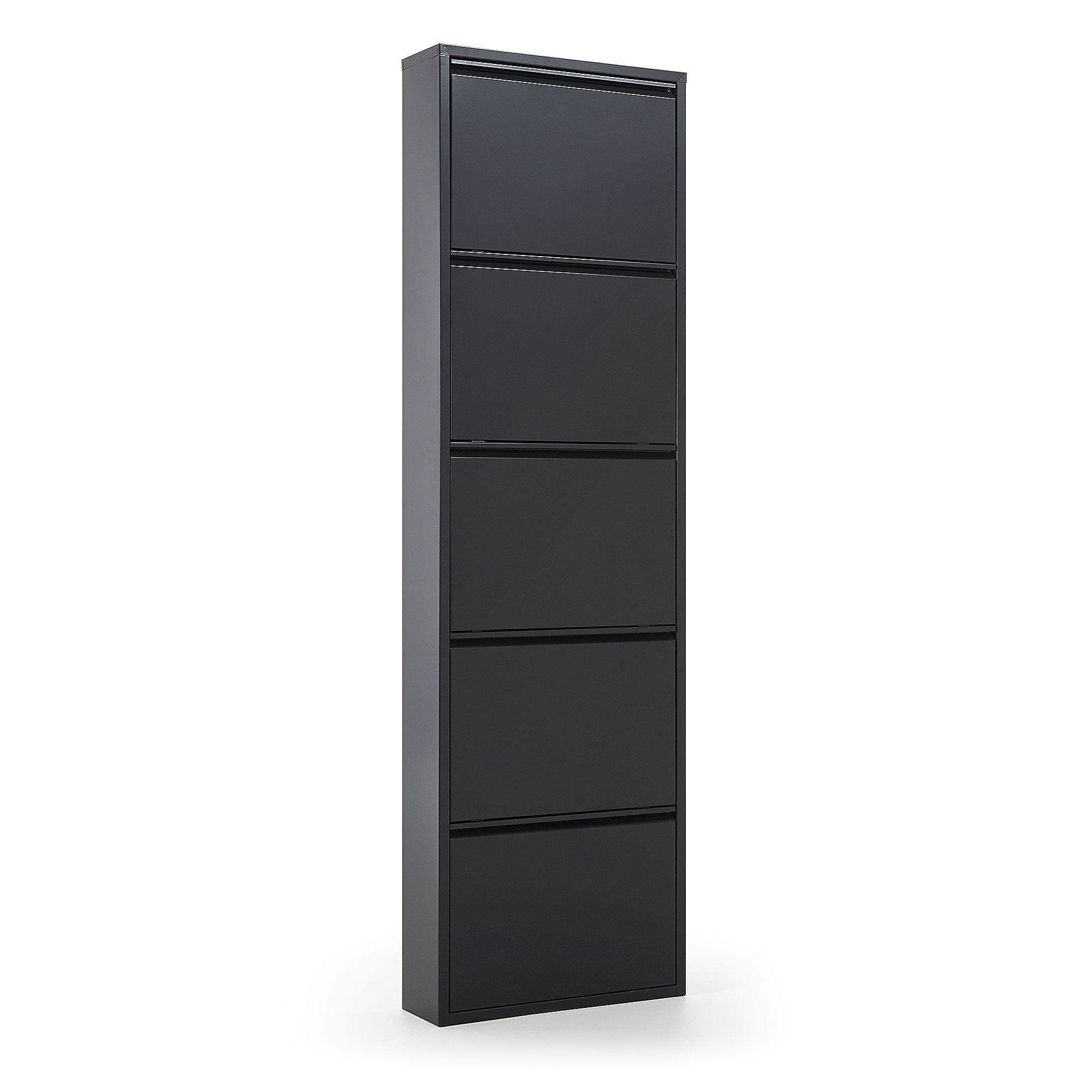 Ode shoe rack with 5 doors in black, 50 x 168.5 cm