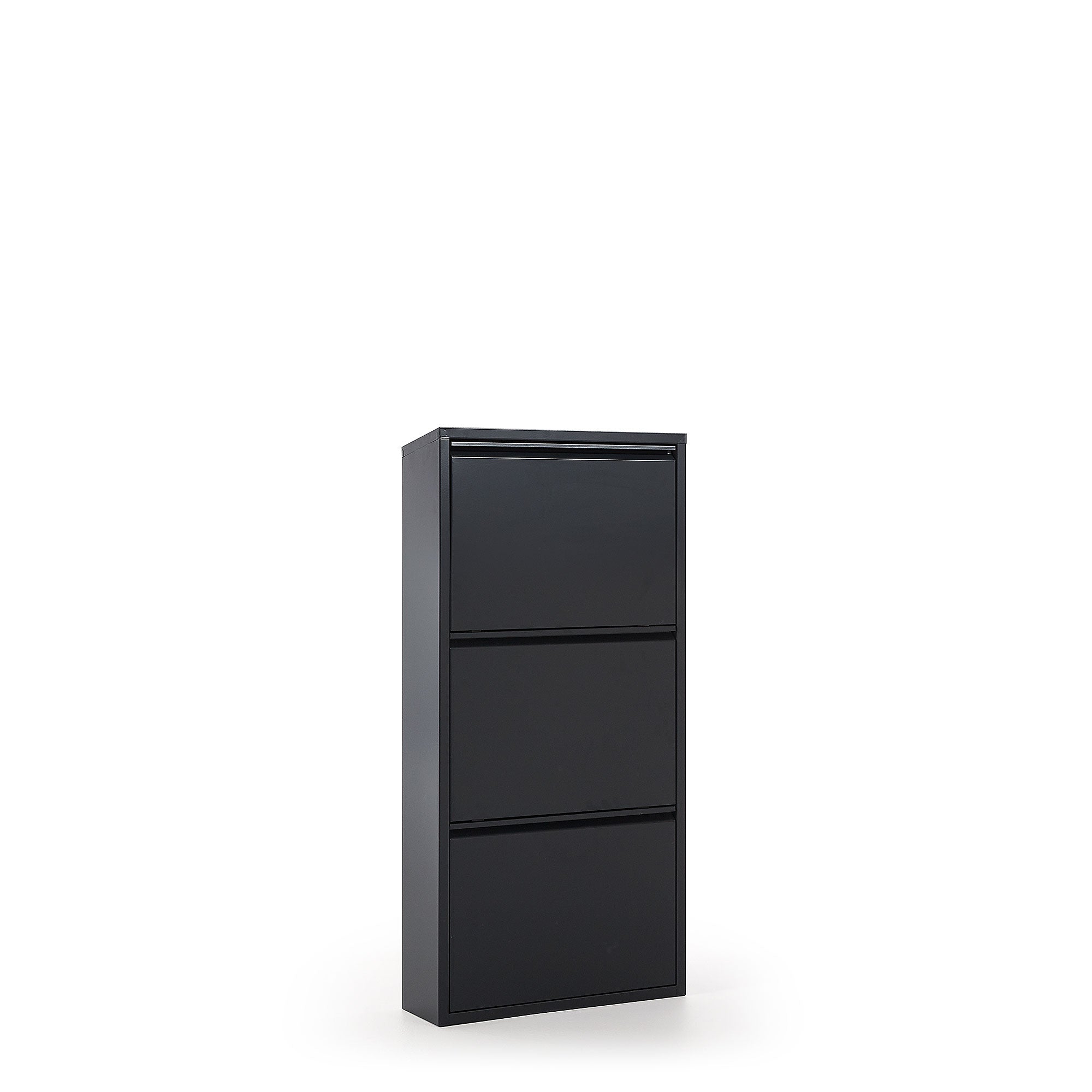 Ode shoe rack with 3 doors in black, 50 x 103 cm