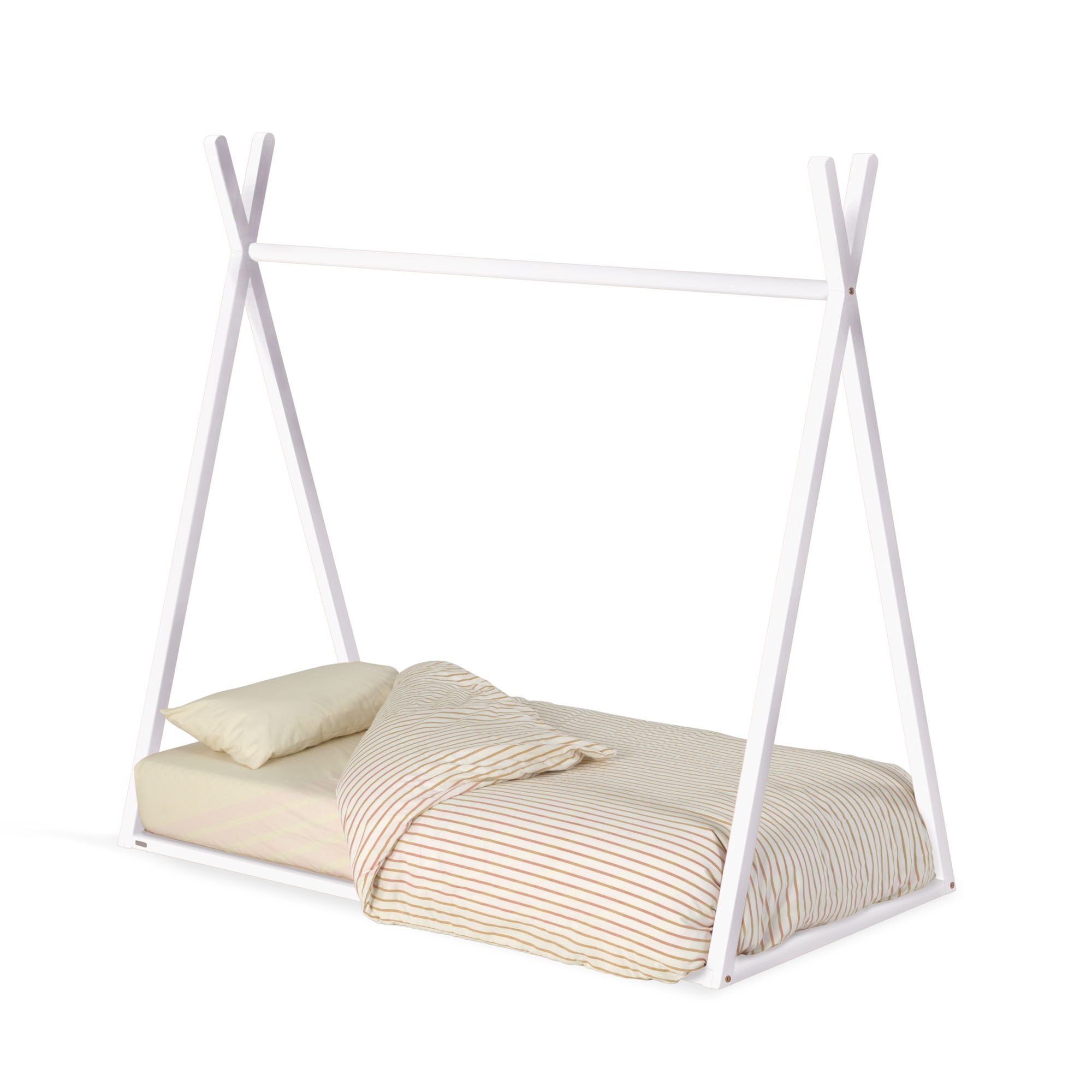 Maralis tipi sátorágy tömör bükkfából, fehér kivitelben, 70 x 140 cm-es matracokhoz