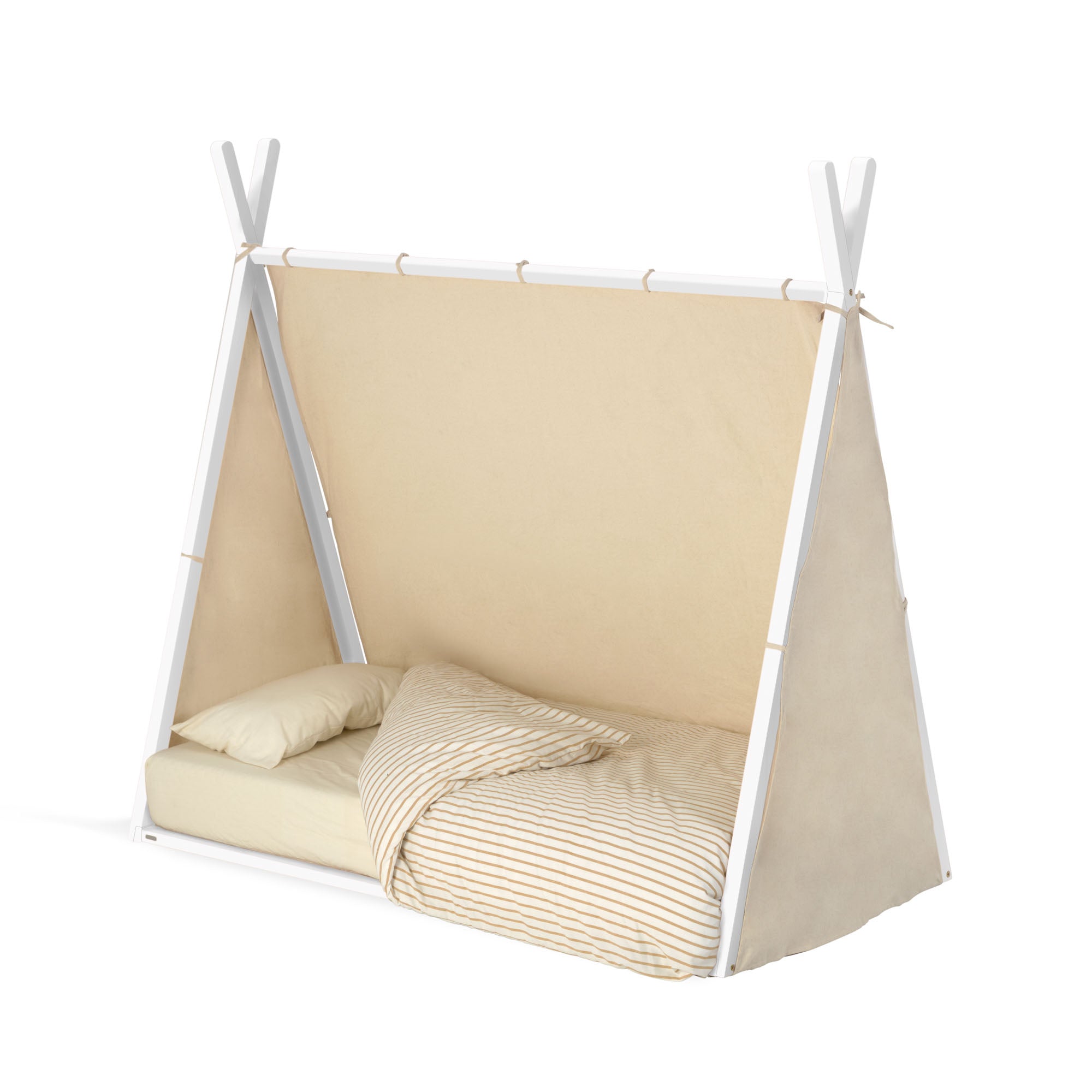 Maralis teepee bed made of solid beech wood with a white finish, for 70 x 140 cm mattresses