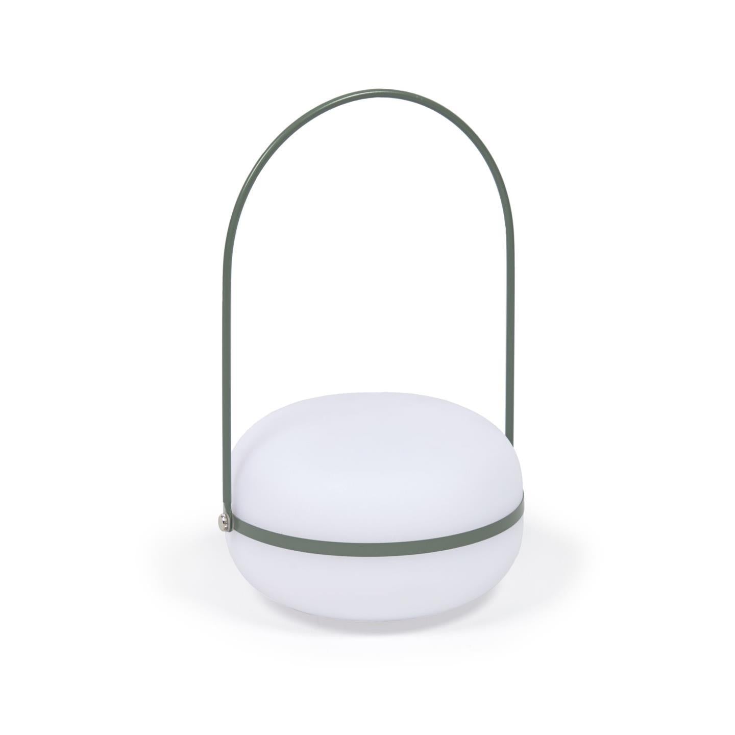 Tea table lamp in polythene and metal with green finish