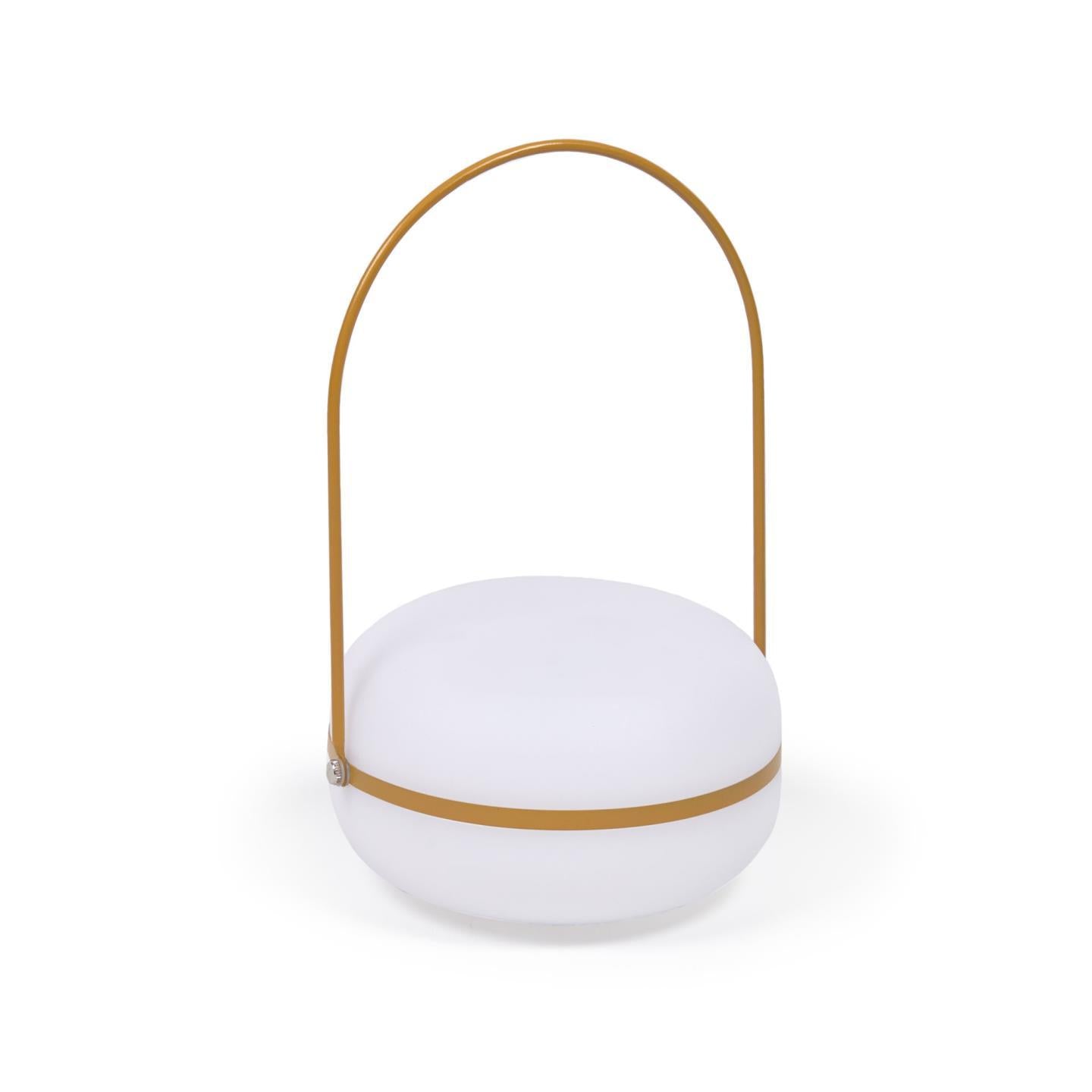 Tea table lamp in polythene and metal with mustard finish