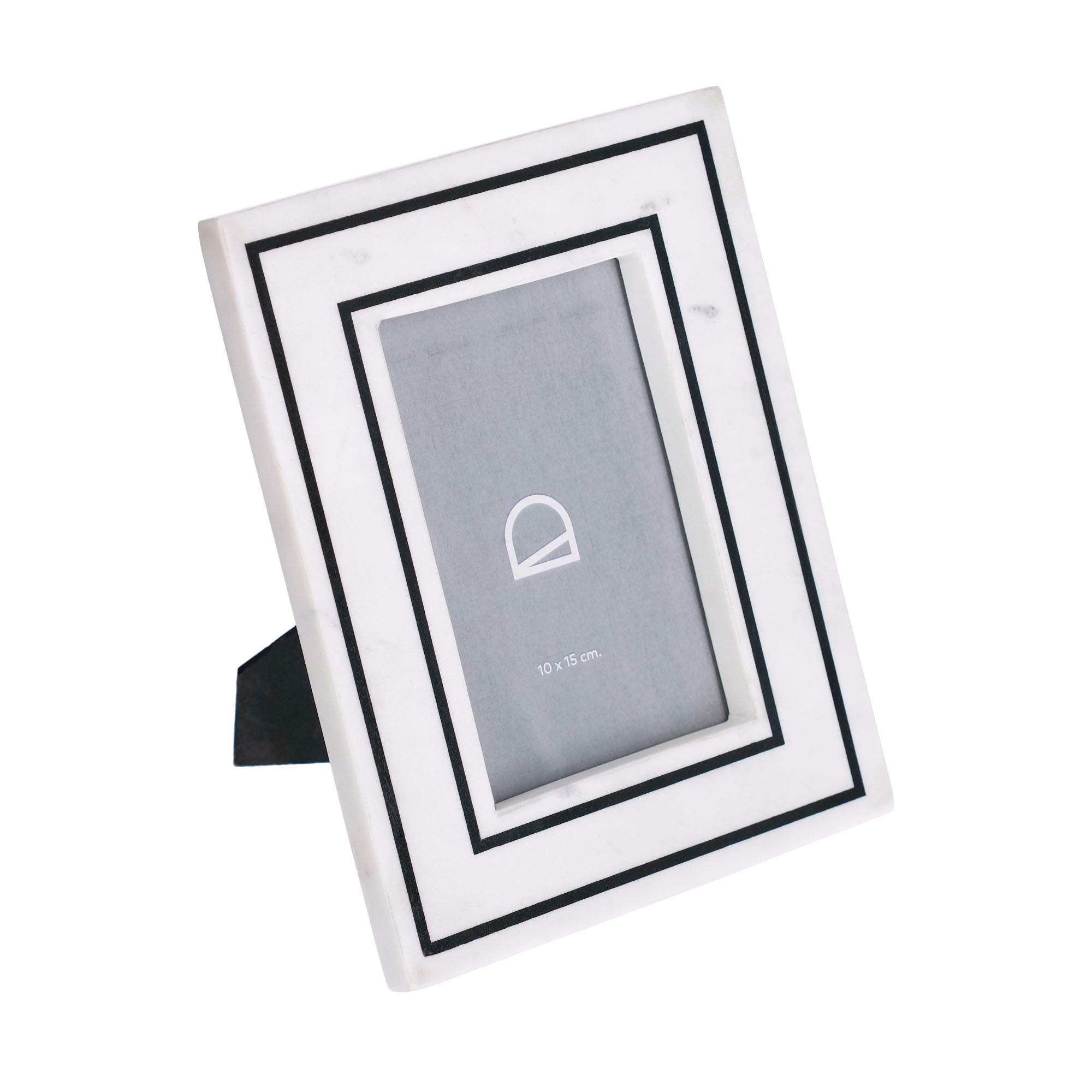 Vittoria photo frame in black and white marble 23 x 18 cm