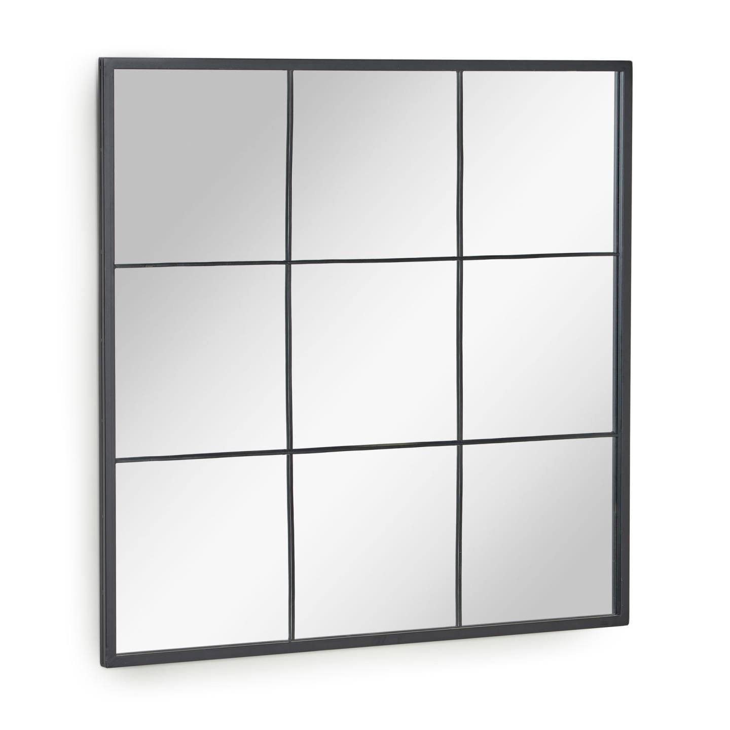 Ulrica black metal wall mirror 80 x 80 cm