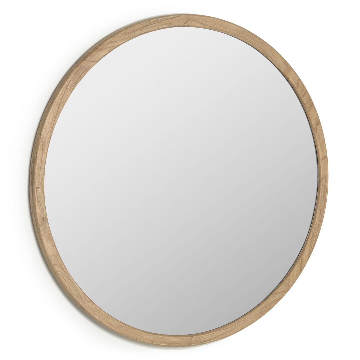 Alum round solid mindi wood mirror 100 cm