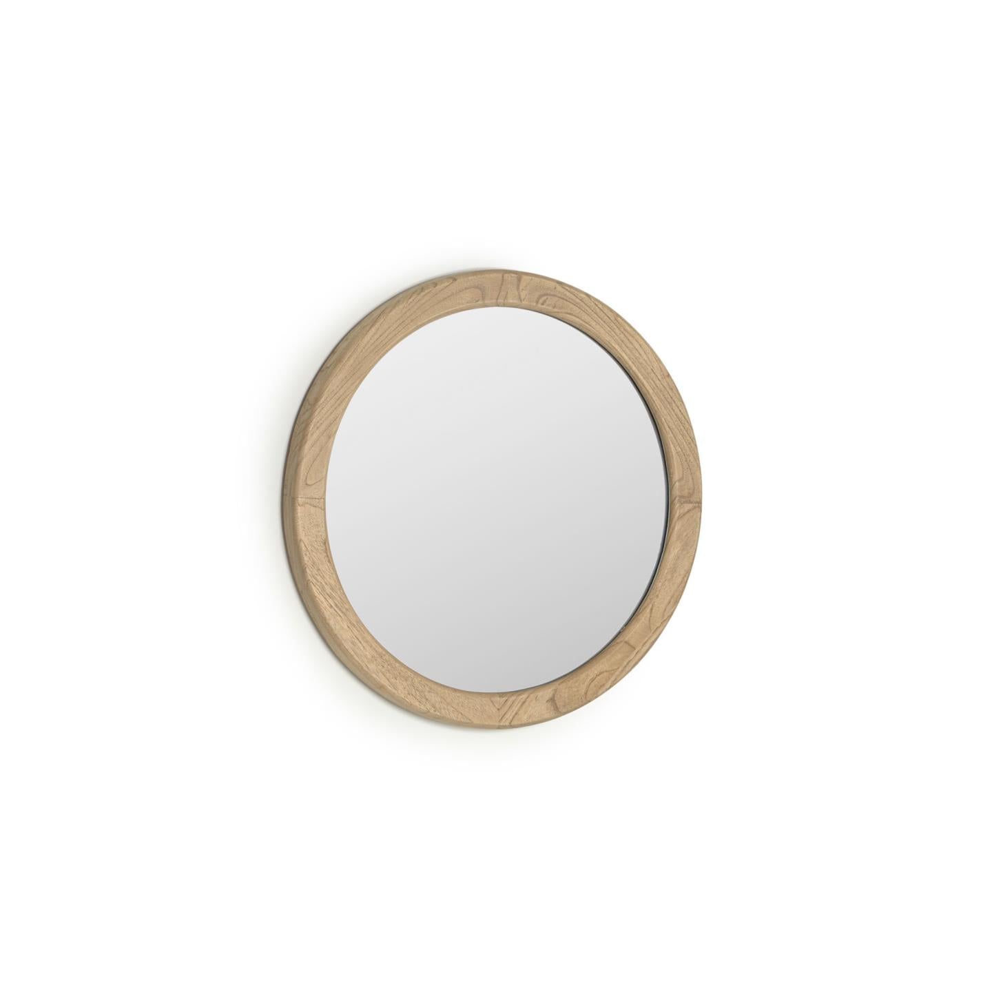 Alum round solid mindi wood mirror 50 cm