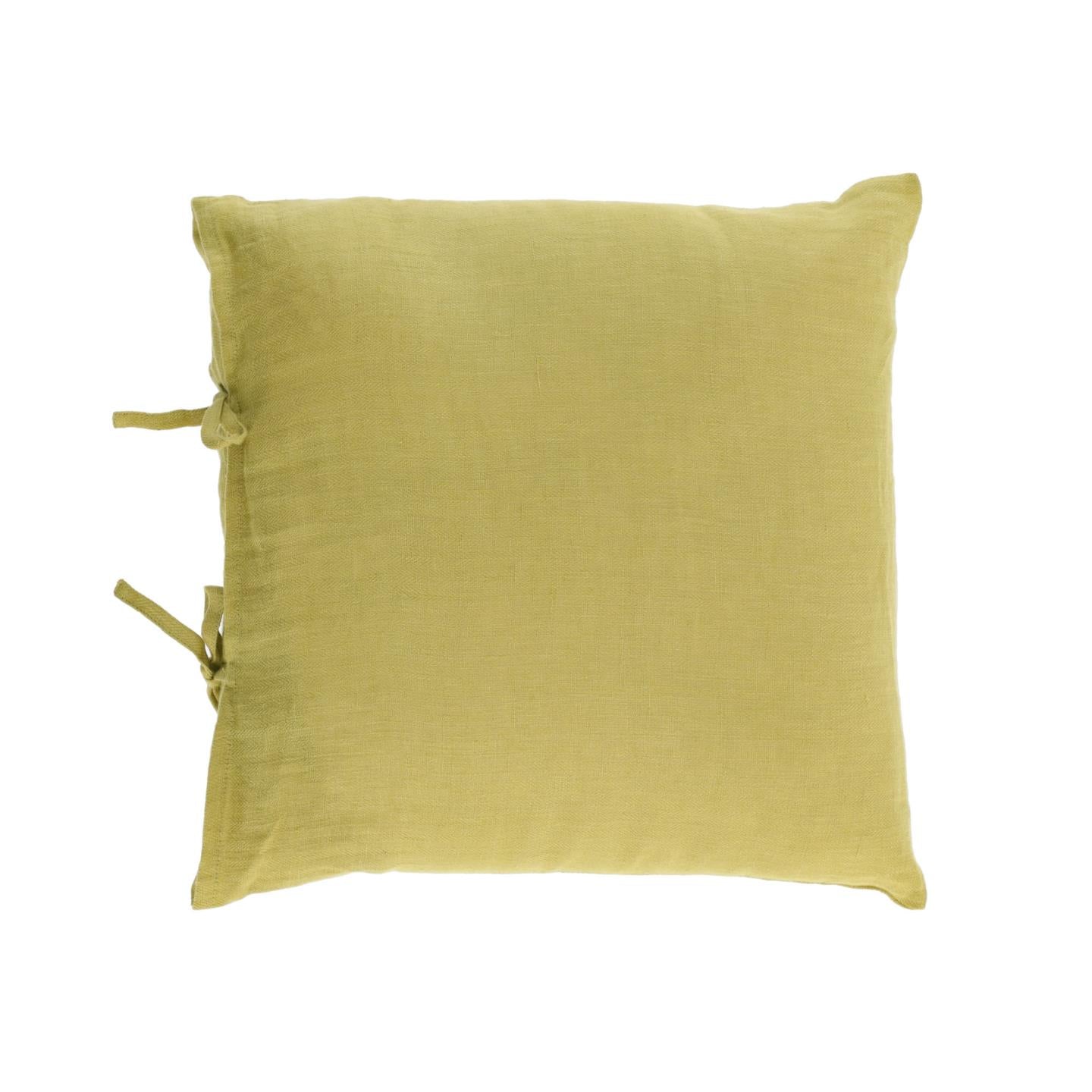 Tazu 100% linen cushion cover in green 45 x 45 cm
