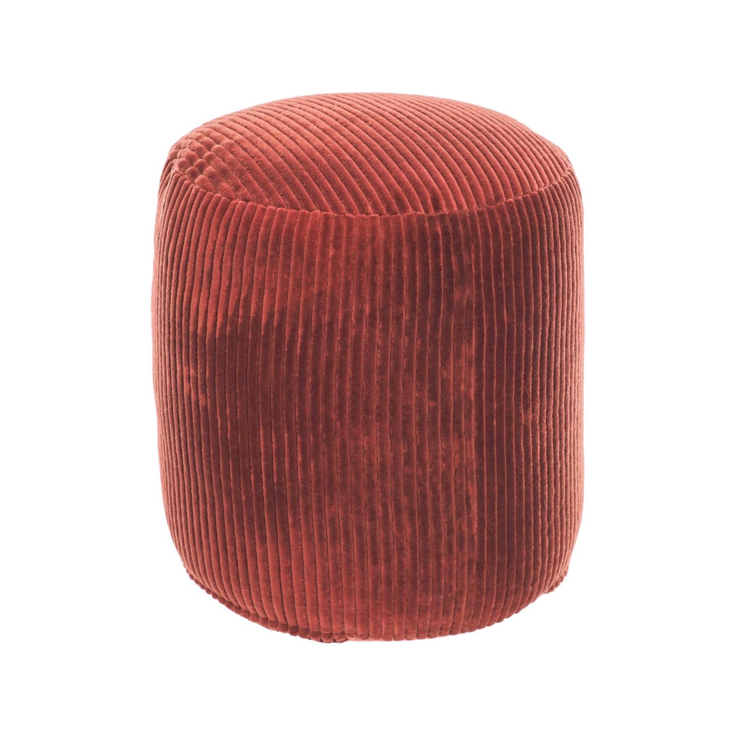 Cadenet round pouffe in wide seam terracotta corduroy, Ø 40 cm