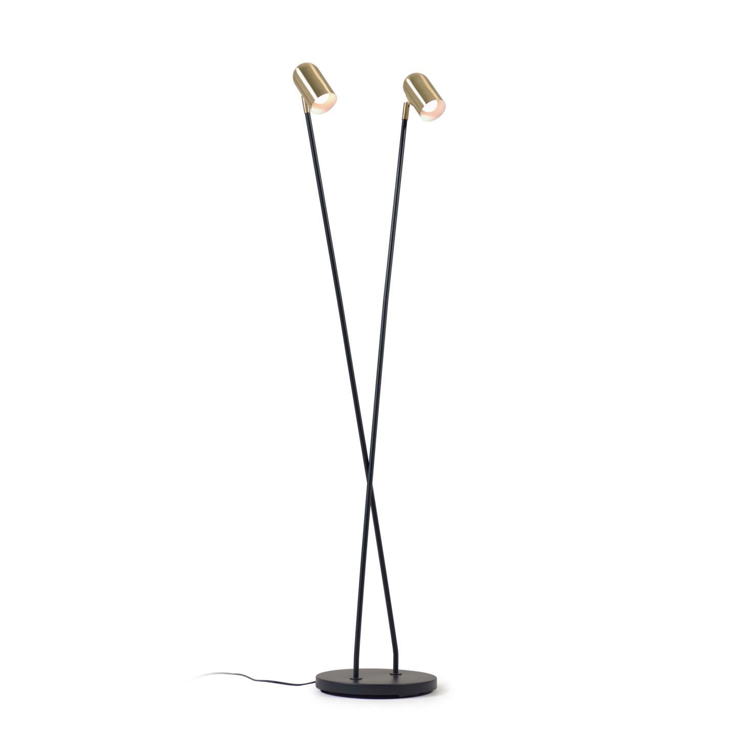 Clemence floor lamp in black metal with gold finish lampshades