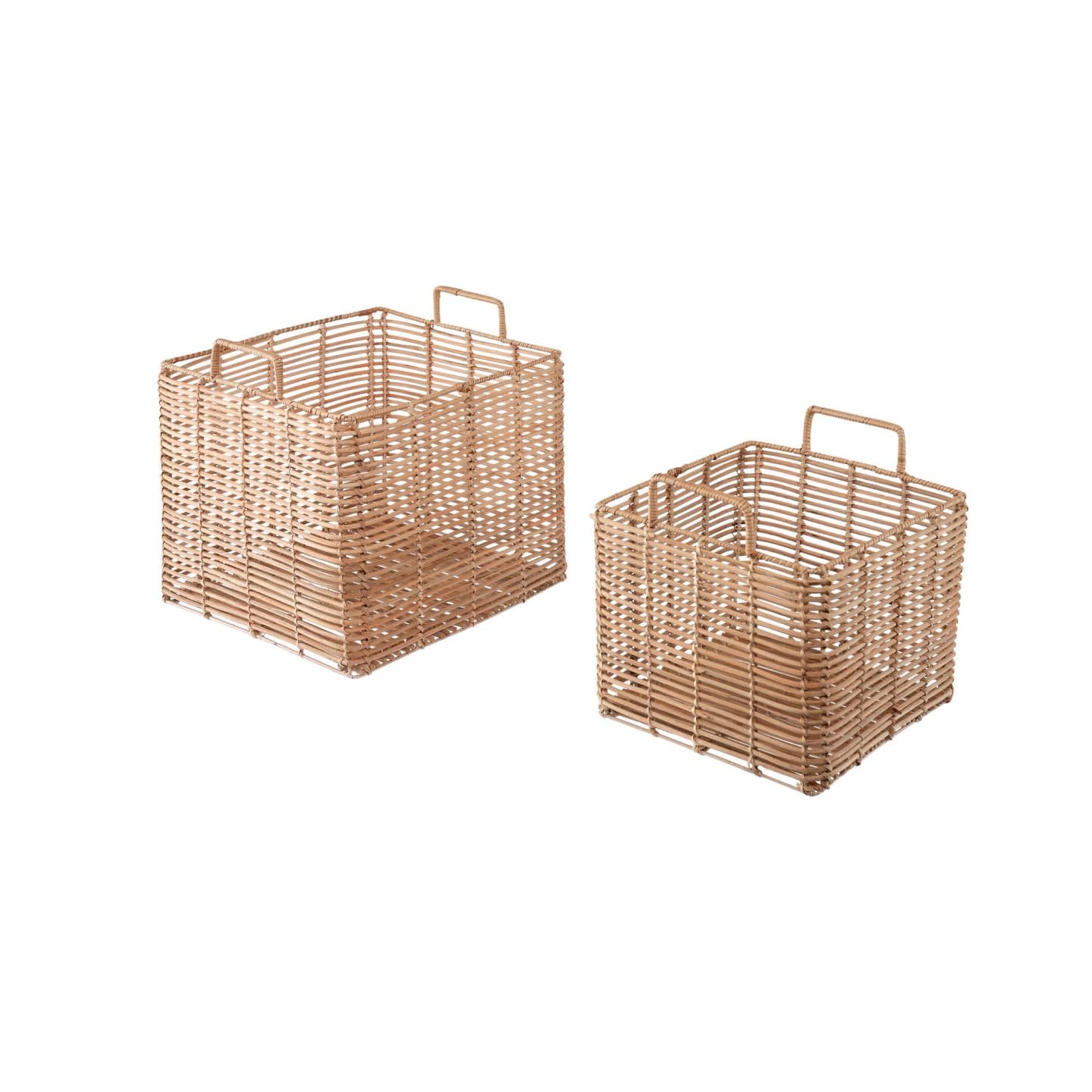 Dalina set of 2 square 100% rattan baskets