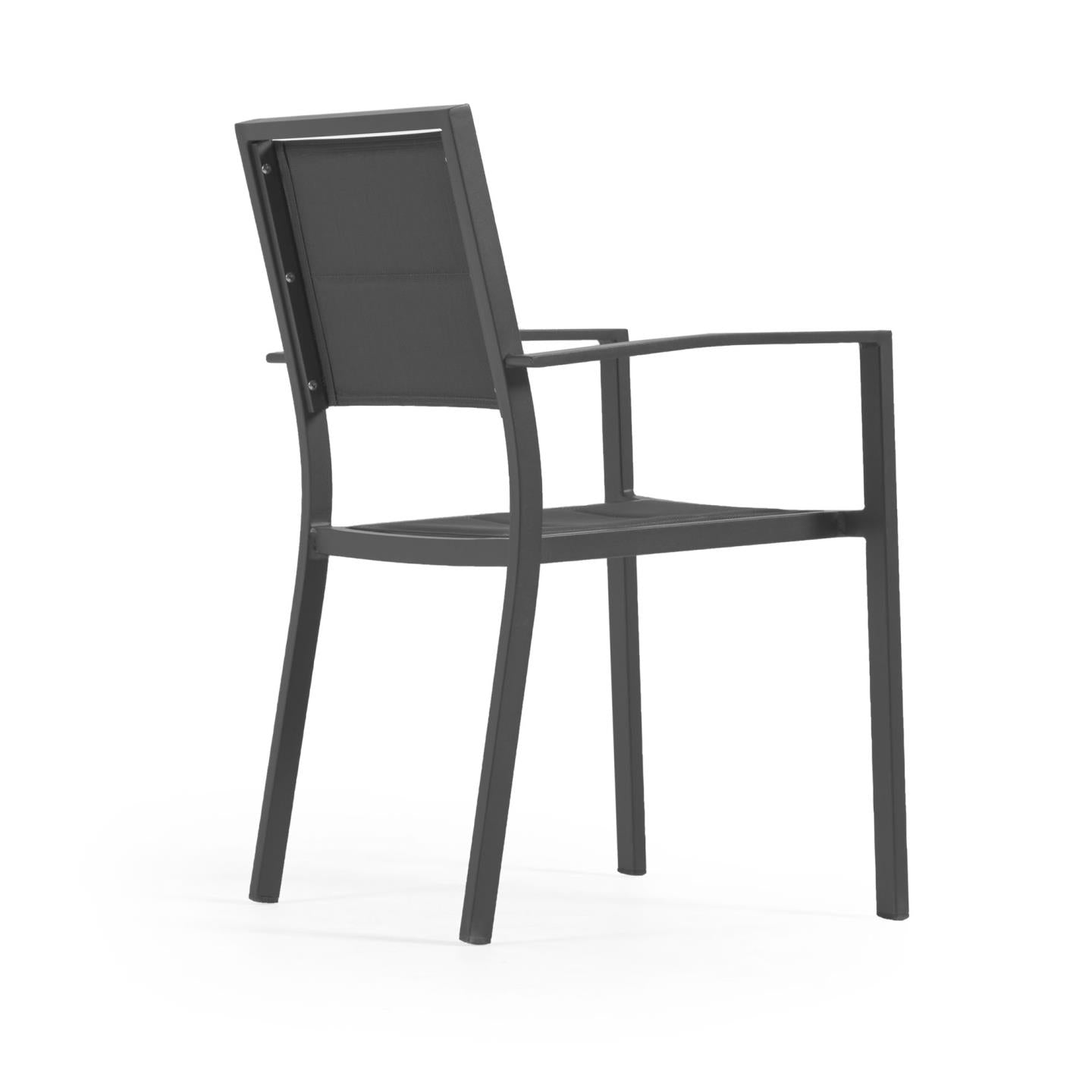 Sirley egymásba rakható kültéri szék fekete alumíniumból és textilénből