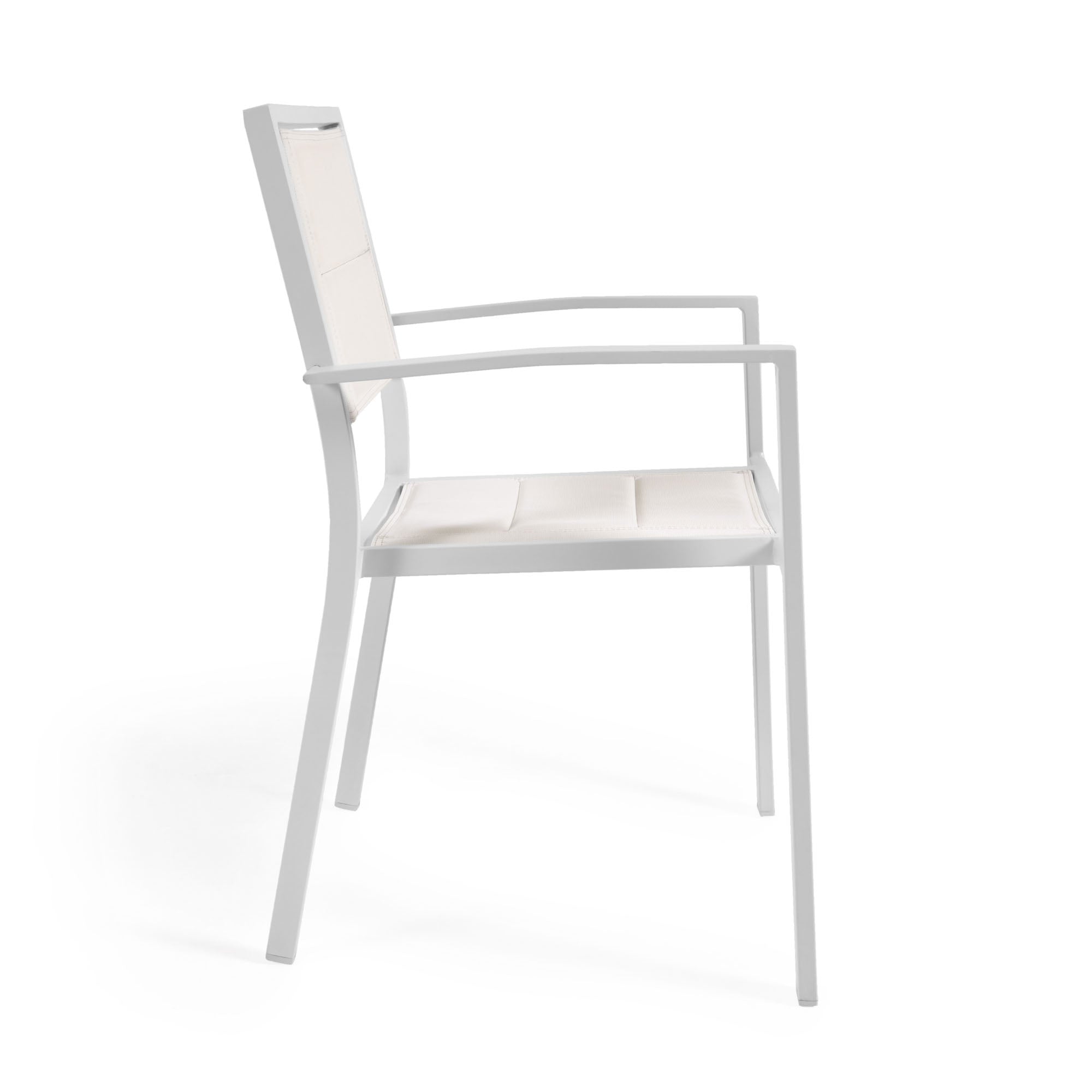 Sirley egymásba rakható kültéri szék fehér alumíniumból és textilénből