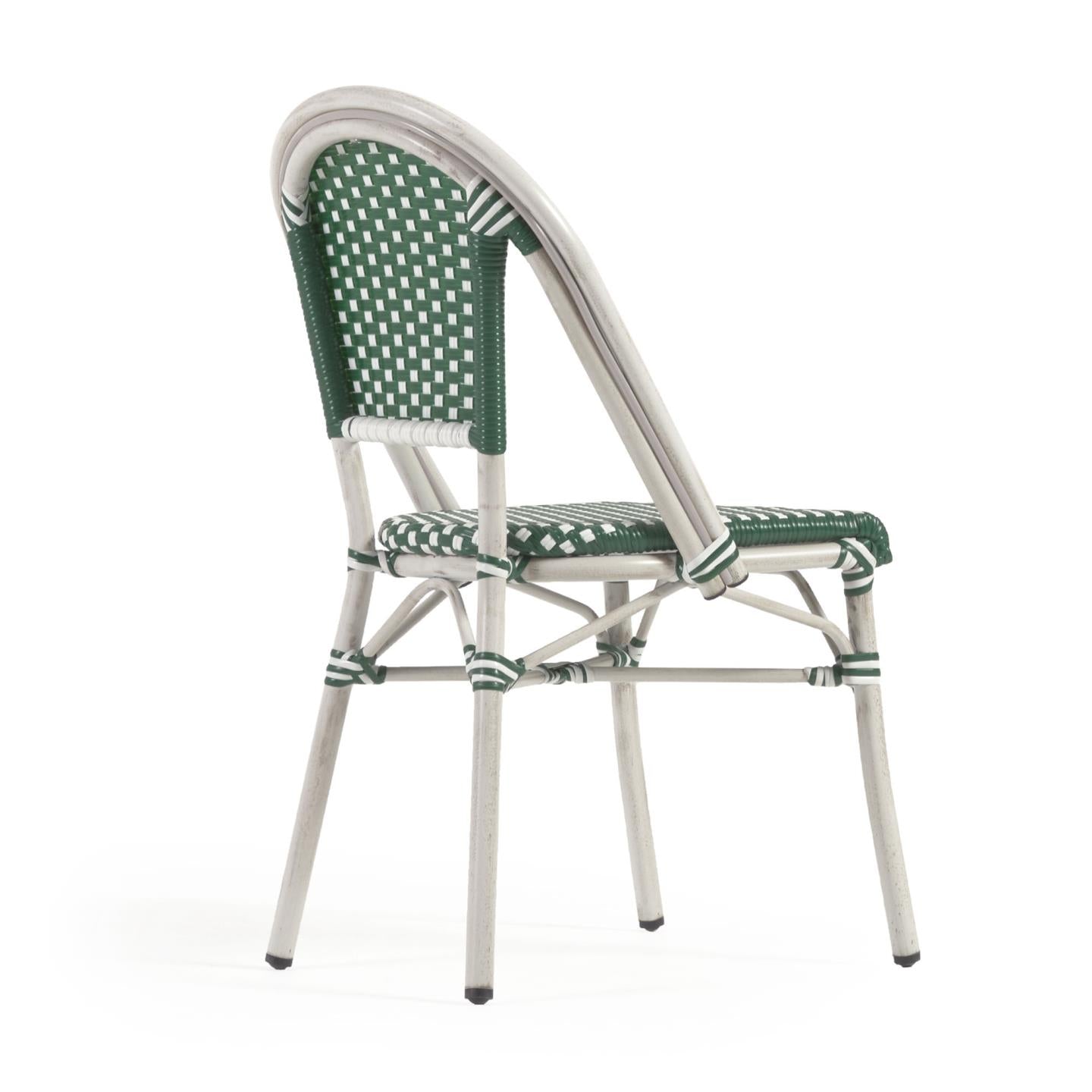 Marilyn stackable outdoor bistro chair in aluminium and synthetic rattan, green & white